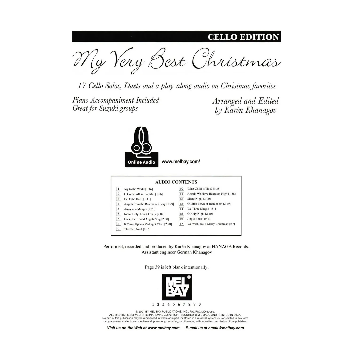 Shar Music My Very Best Christmas Cello Noten für 1-2 Celli Klavier