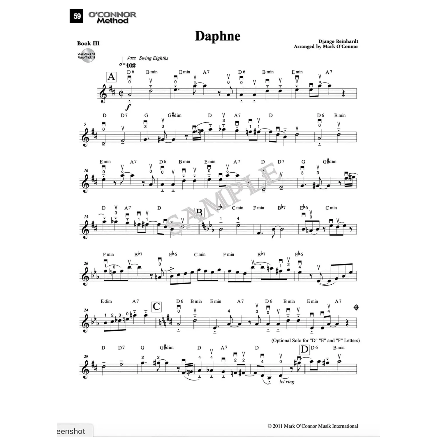 Shar Music OConnor Violin Method 3 Noten Download Fiddle
