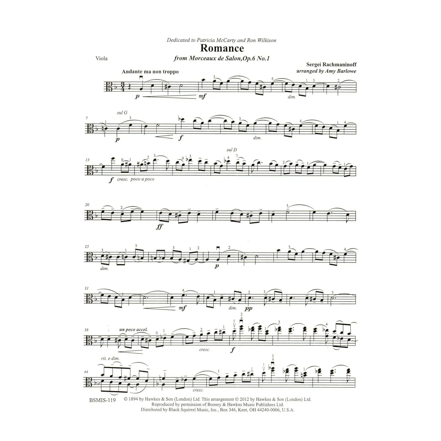 Rachmaninoff Romance Op 6 Nr 1 Noten Viola Klavier