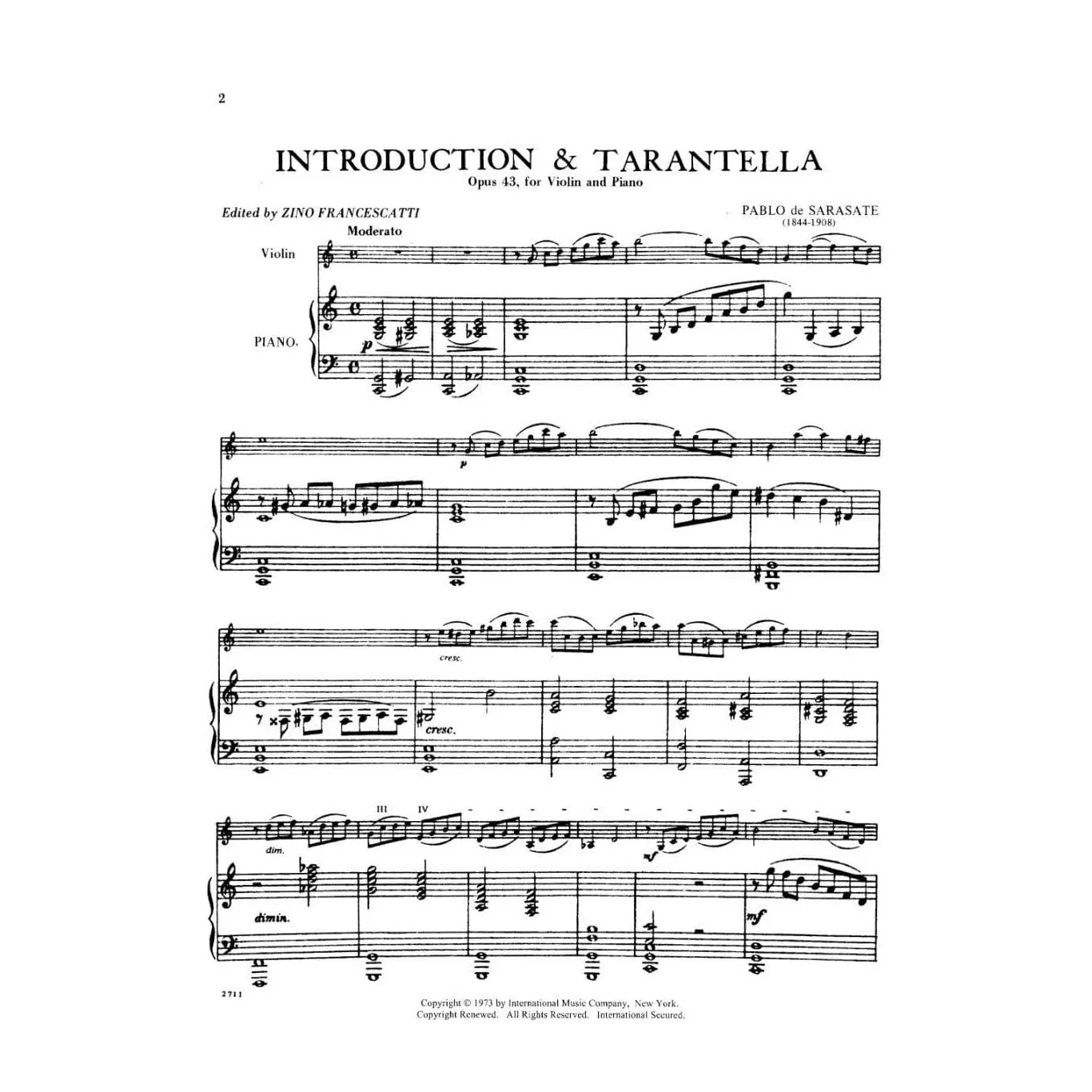 Shar Music Sarasate Op 43 Violin-Noten Violine Klavier