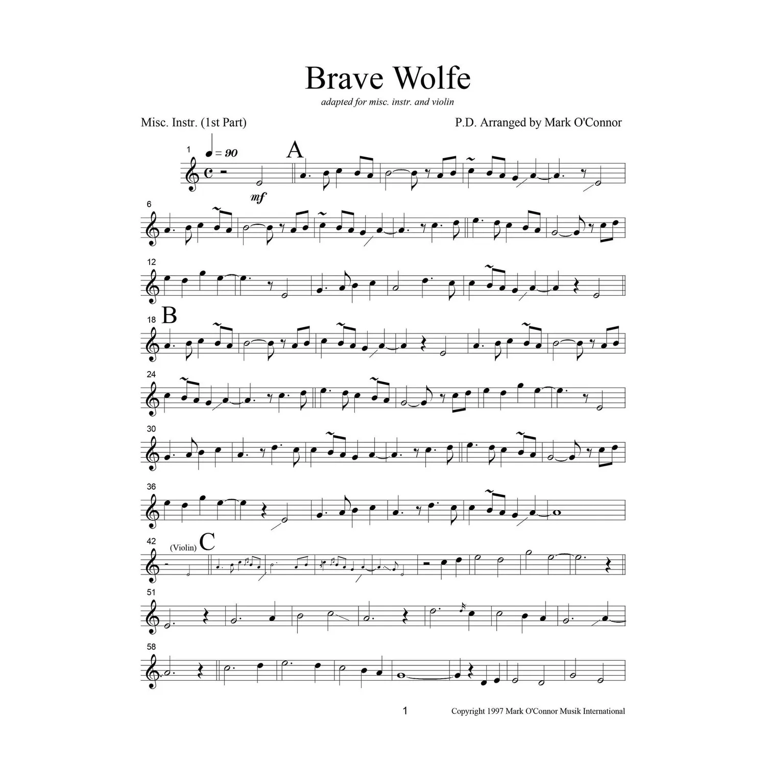 Shar Music Brave Wolfe Noten Download Trompete Violine