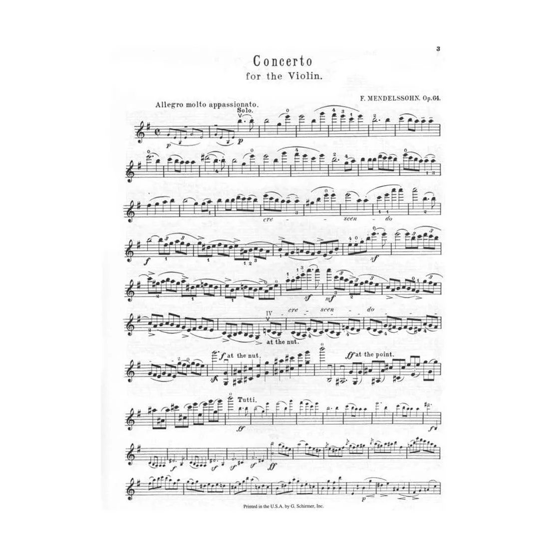 G. Schirmer Mendelssohn Konzert e-moll op. 64 Noten Violine Klavier