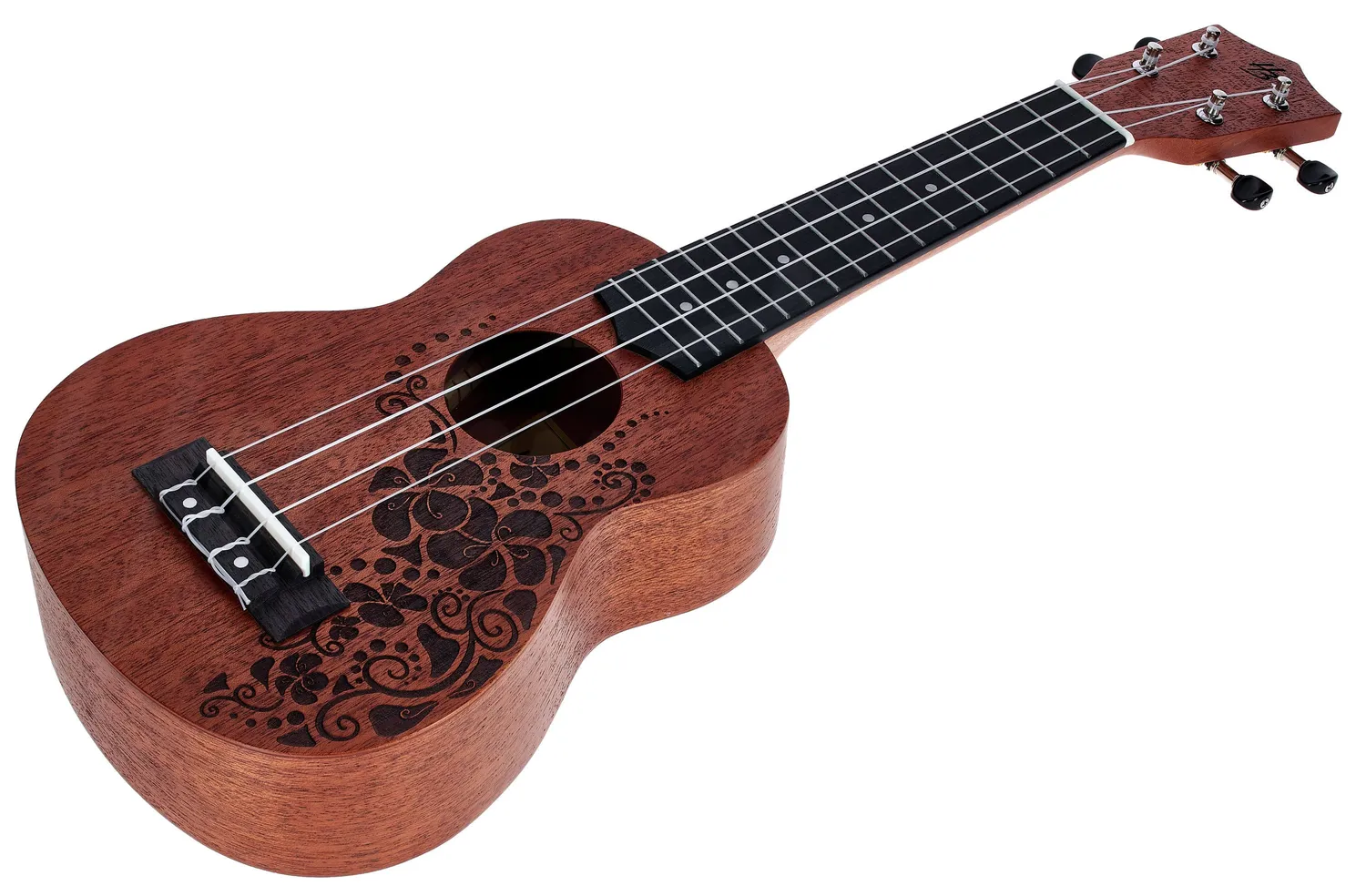 Harley Benton Kahuna-S Flower Sopran-Ukulele Mahagoni