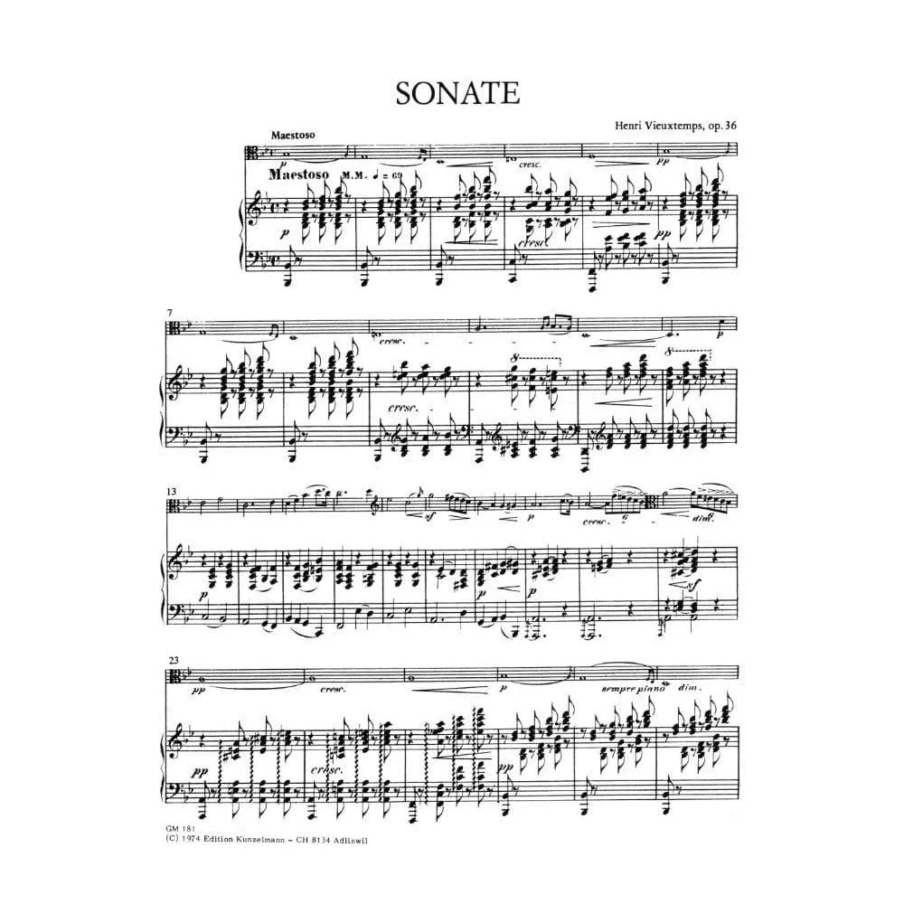 Kunzelmann Vieuxtemps Sonata B-Dur Op 36 Noten Viola Klavier