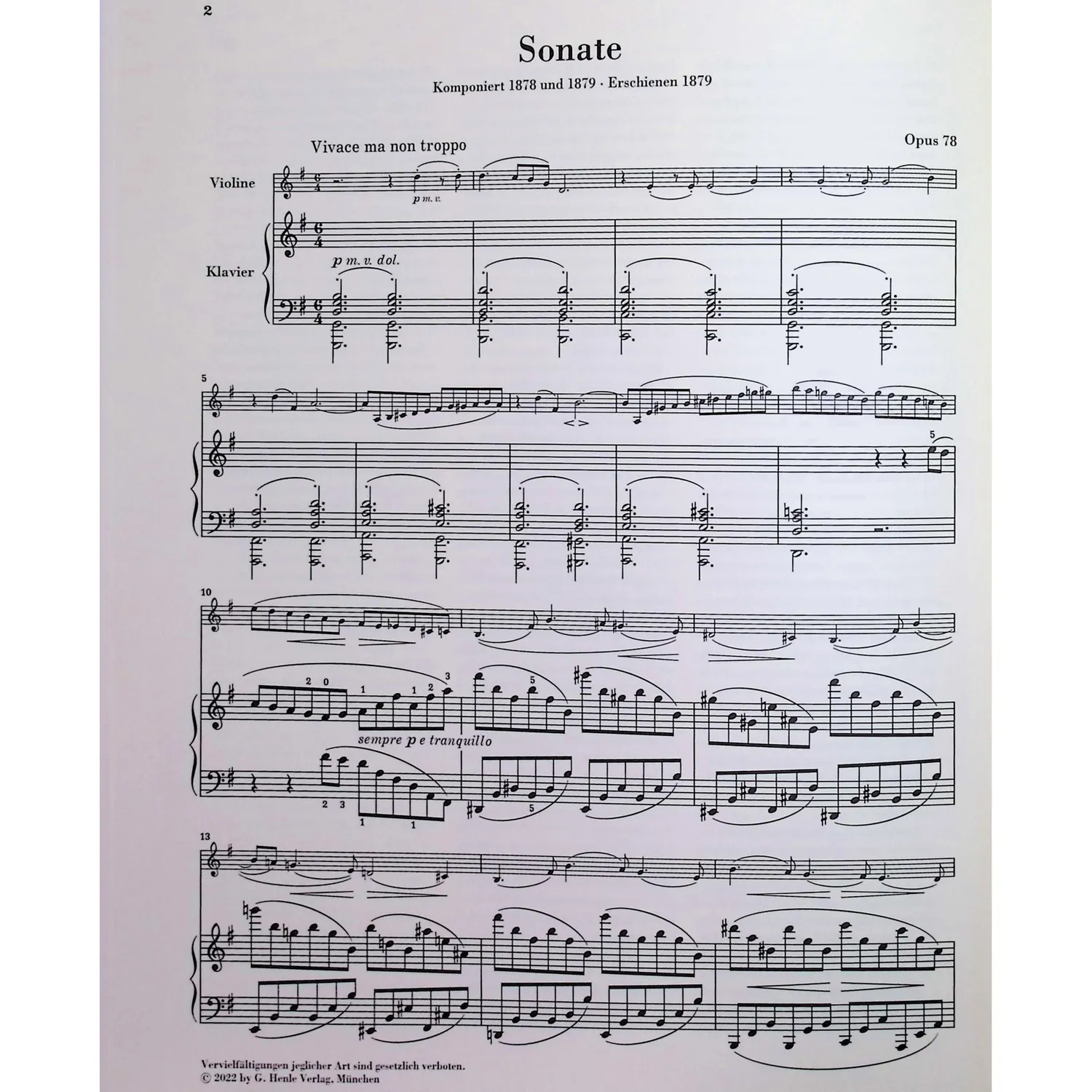 Henle Brahms Sonaten Klavier Violine Urtext Noten