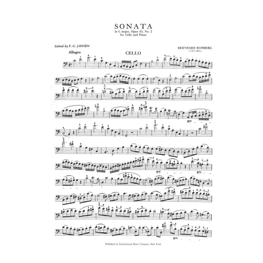 Romberg Cello Sonata C-Dur Op 43 Nr 2 Noten Cello