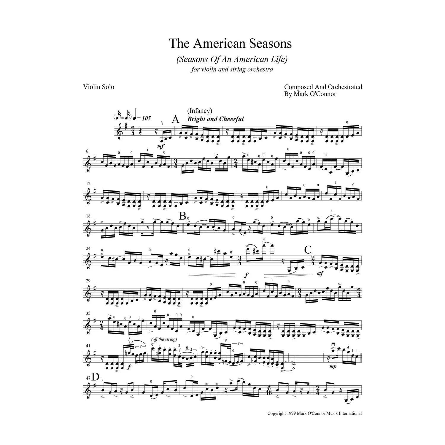 Mark O'Connor American Seasons Violinsolo Noten Download