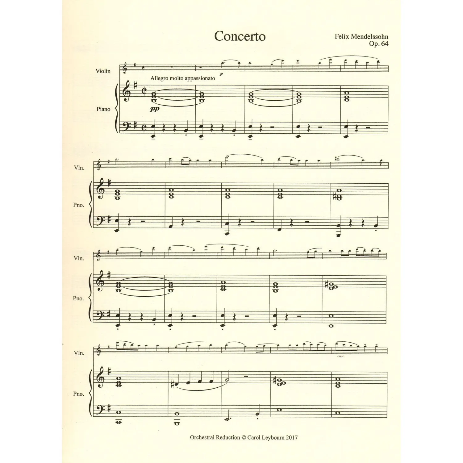 Shar Music Mendelssohn Violinkonzert e-Moll Op. 64 Klavier