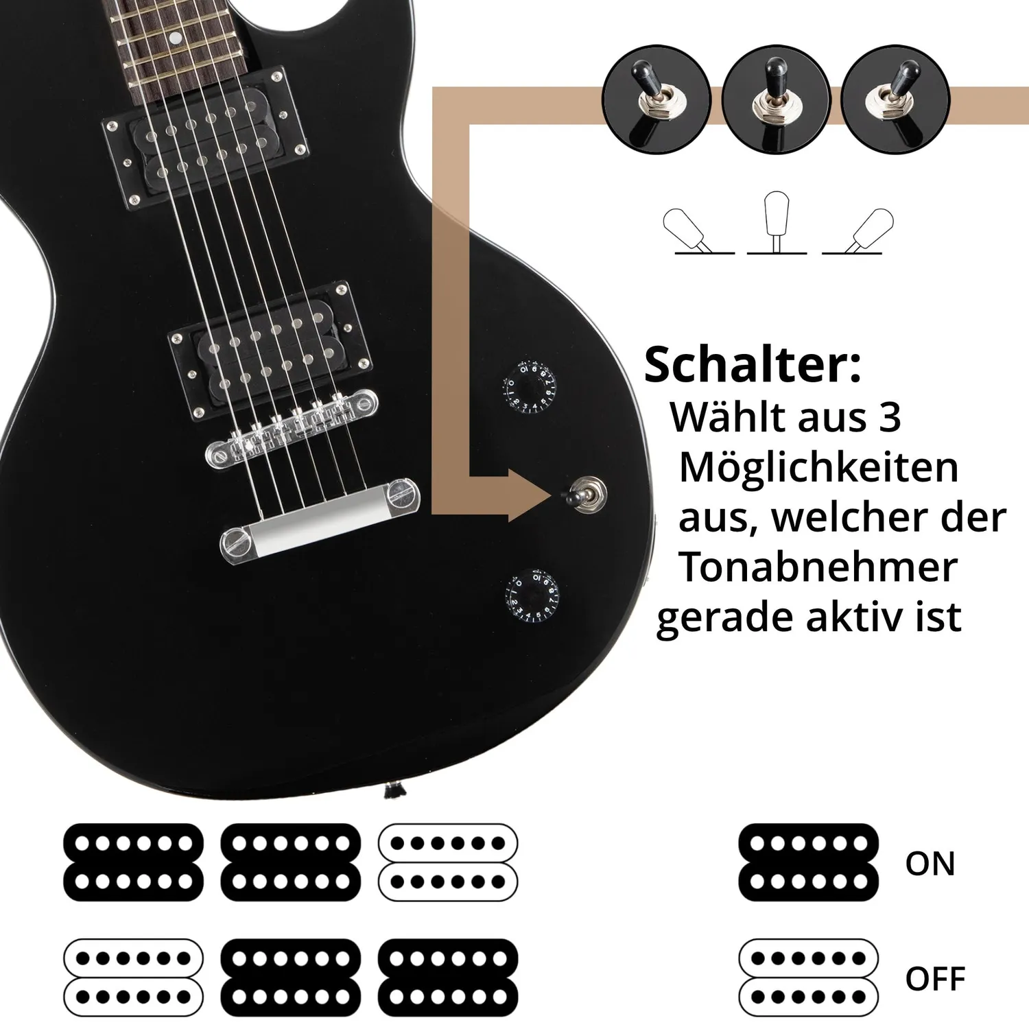 Rocktile LP-100 BL E-Gitarre Schwarz Humbucker Set
