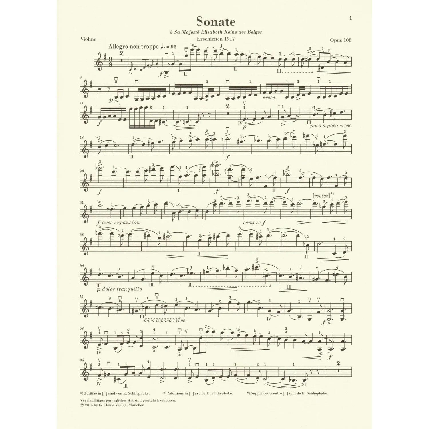 Henle Fauré Sonate Nr.2 e-Moll Op.108 Noten Violine