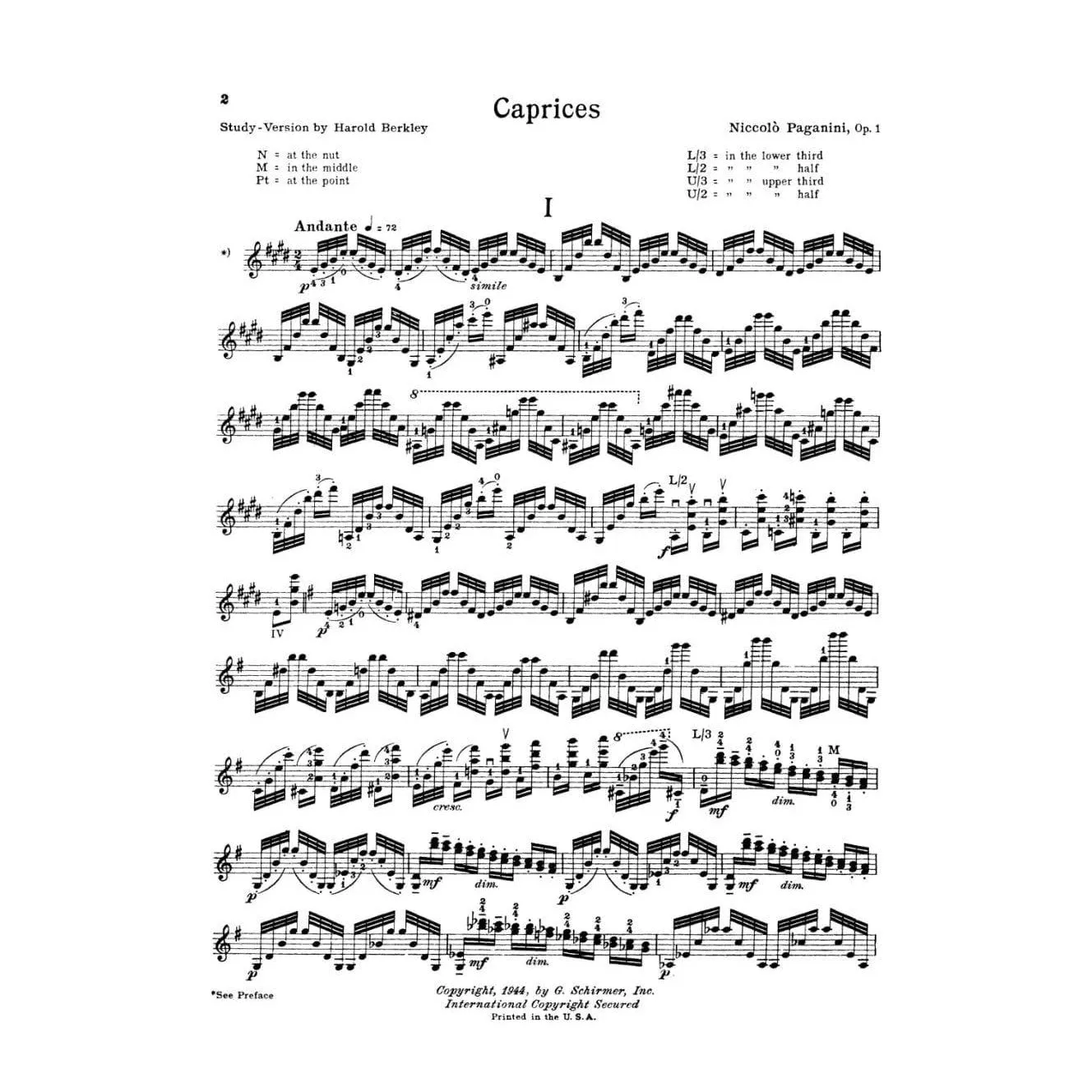 Shar Music Paganini 24 Caprices Op.1 Geigennoten Berkley
