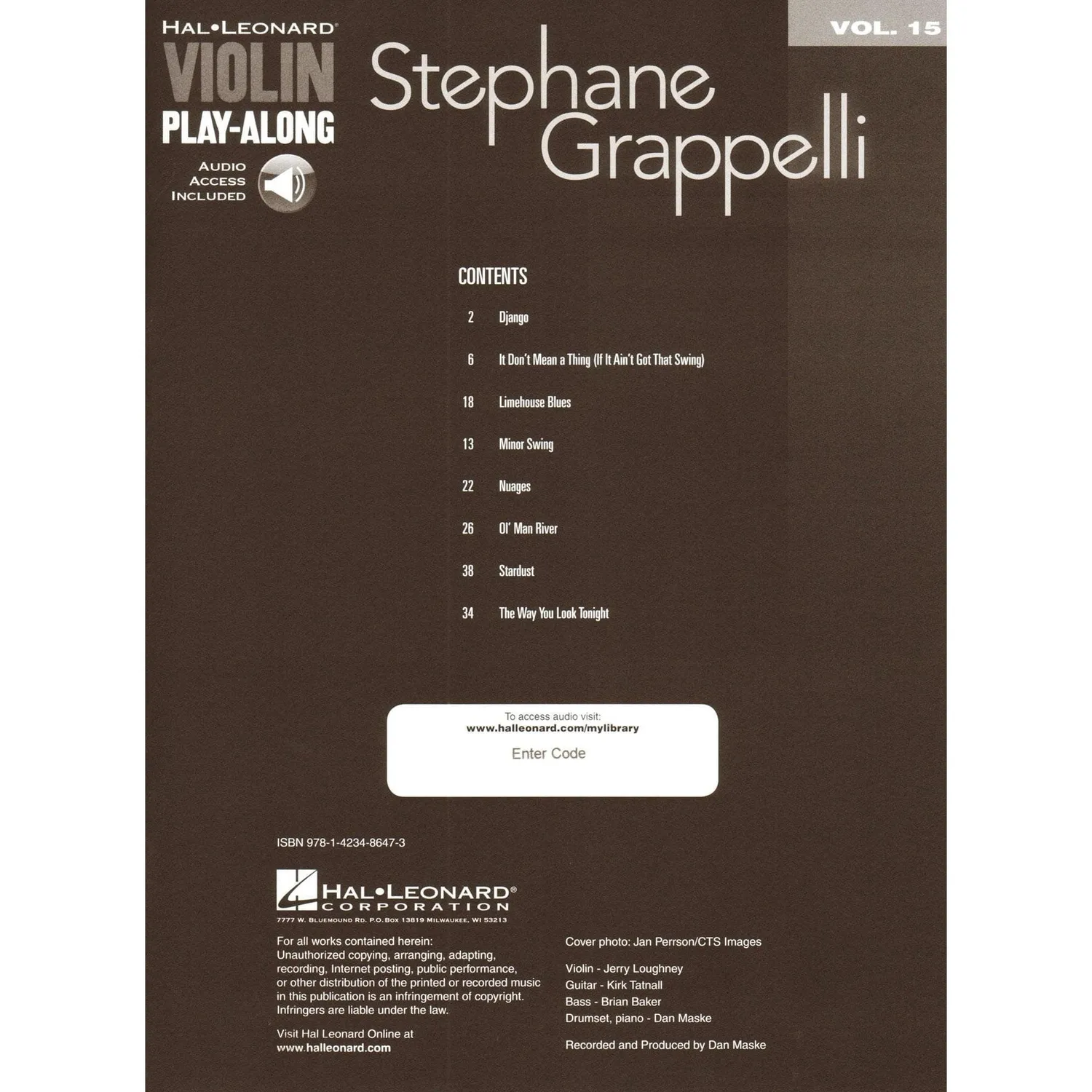 Hal Leonard Grappelli Play-Along Vol.15 Violine Noten