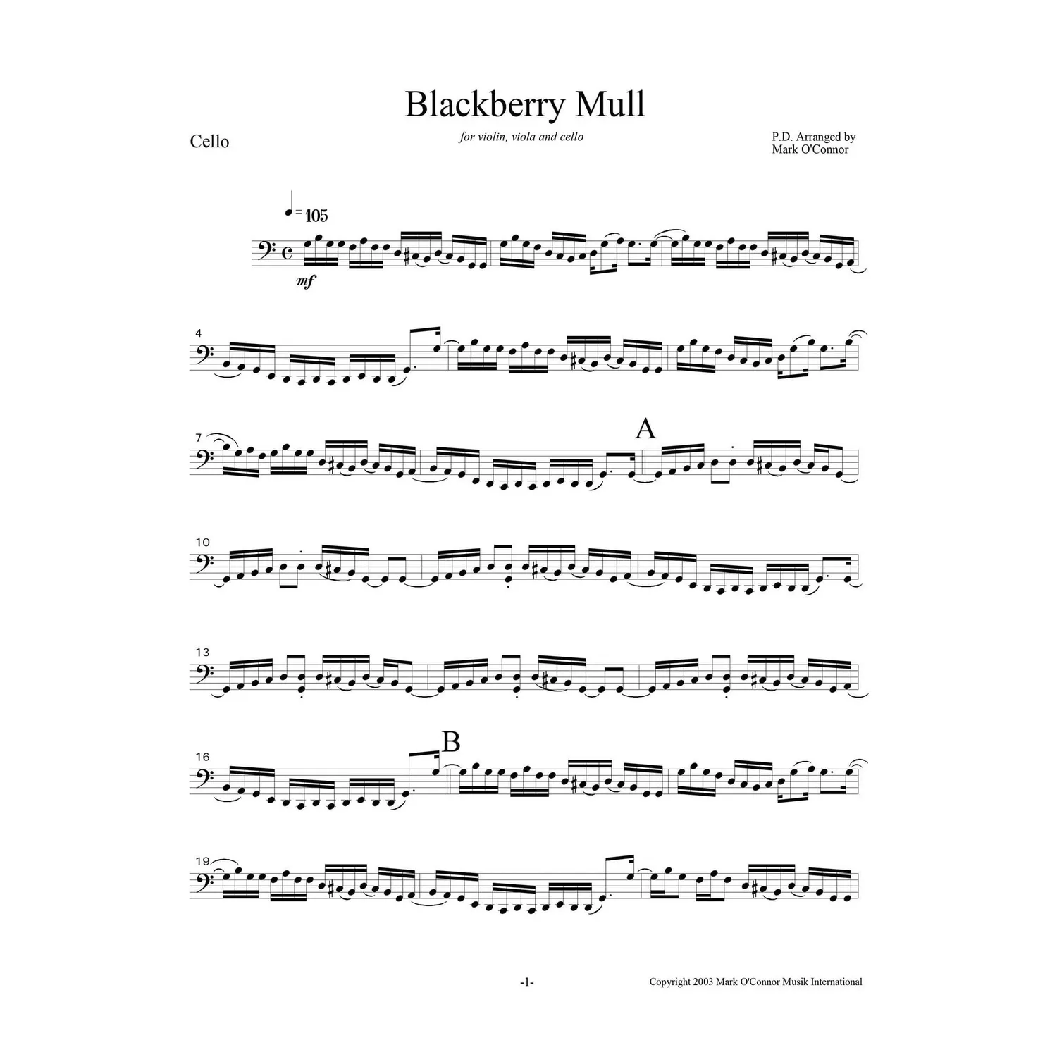 O'Connor Blackberry Mull Noten Cello Download