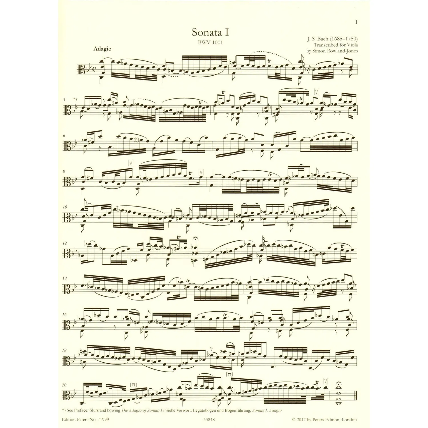 Bach 6 Sonaten Partiten Solo-Bratsche Peters Rowland-Jones