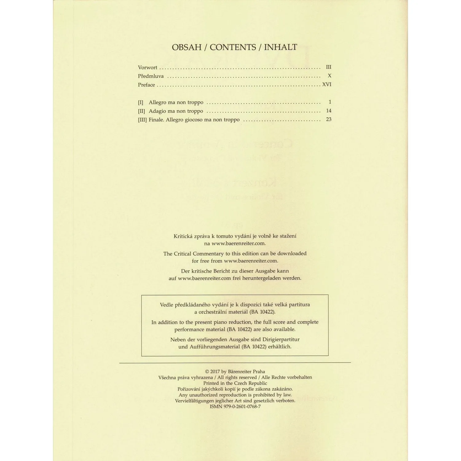 Bärenreiter Dvorak Konzert op. 53 Violine Noten Urtext