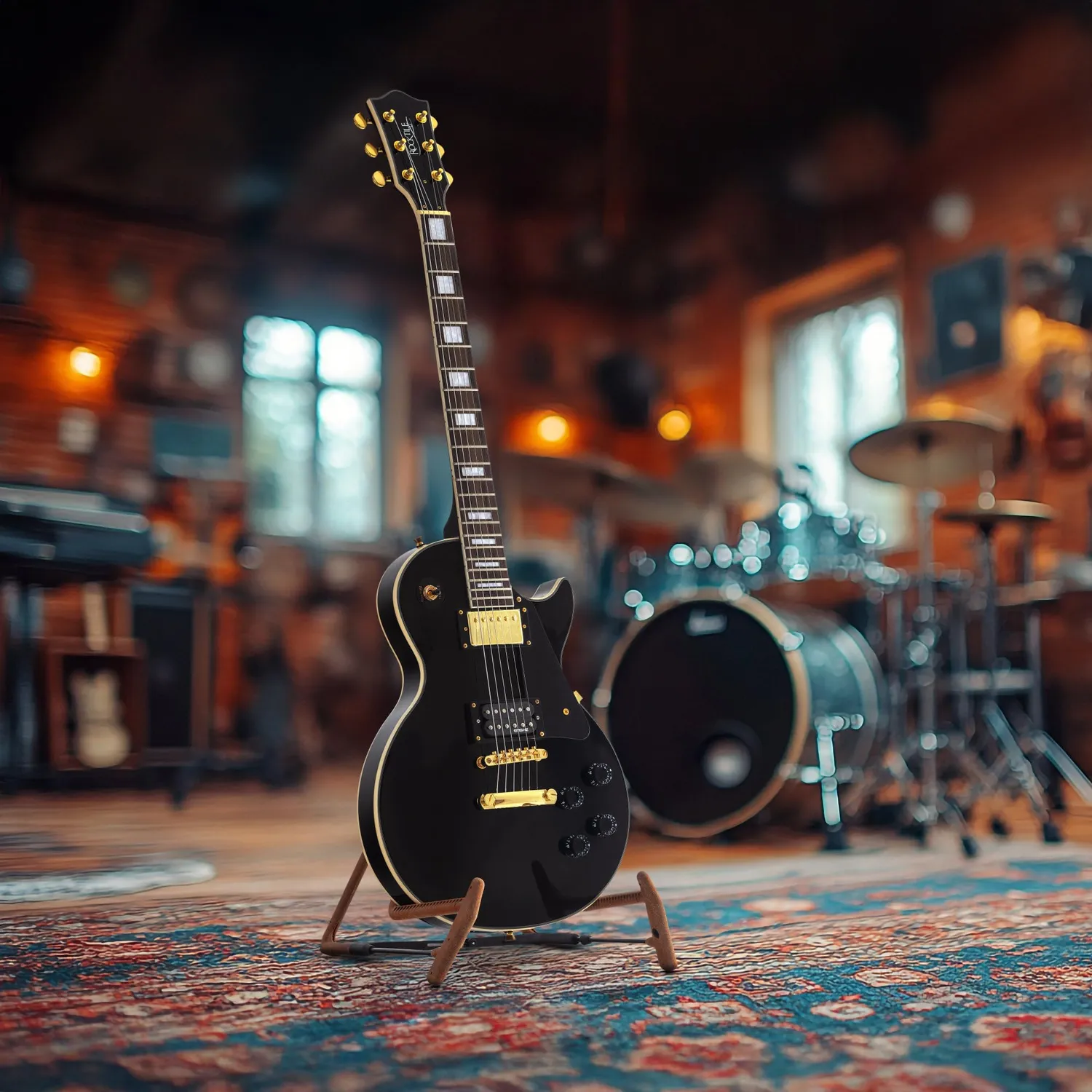 Rocktile Pro L-200BK Deluxe E-Gitarre Schwarz Humbucker