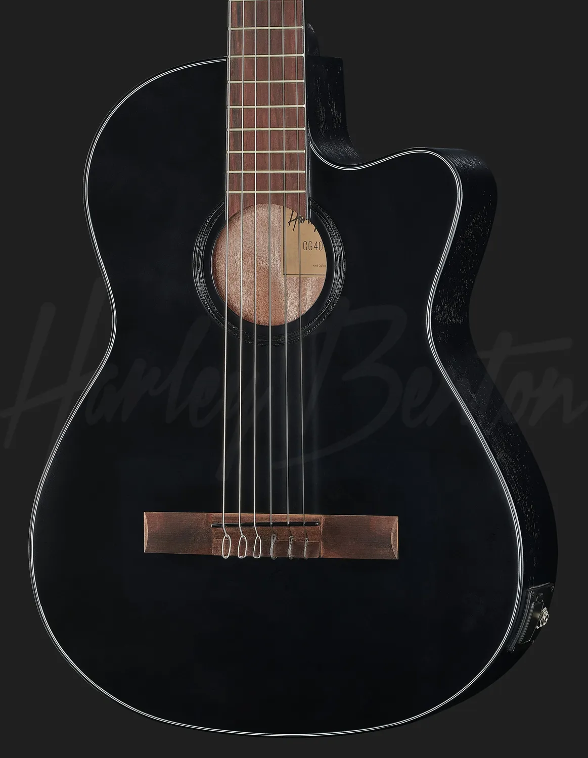Harley Benton Santos CG-400CE Thinline Konzertgitarre schwarz