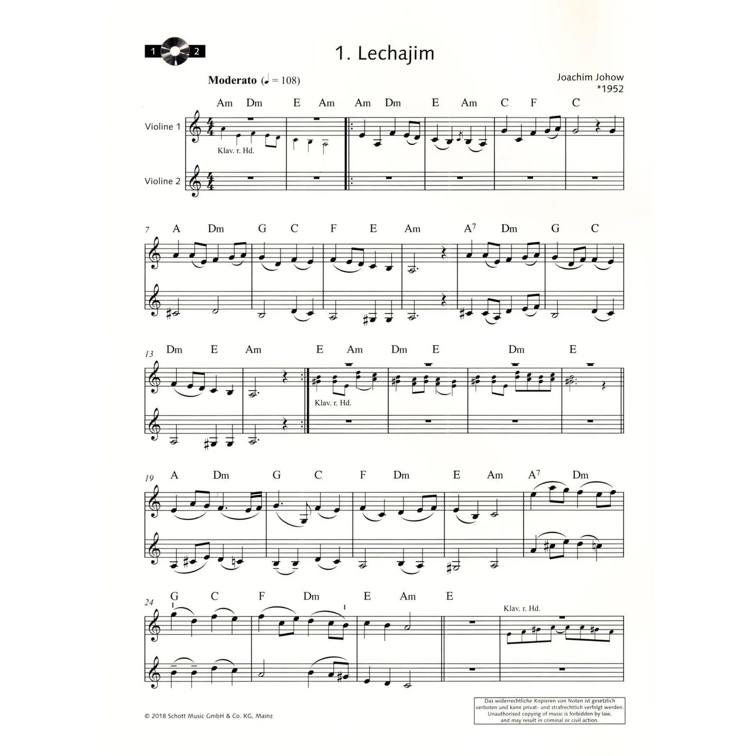 Klezmer & Violin 17 Tunes Noten Violine Klavier + CD