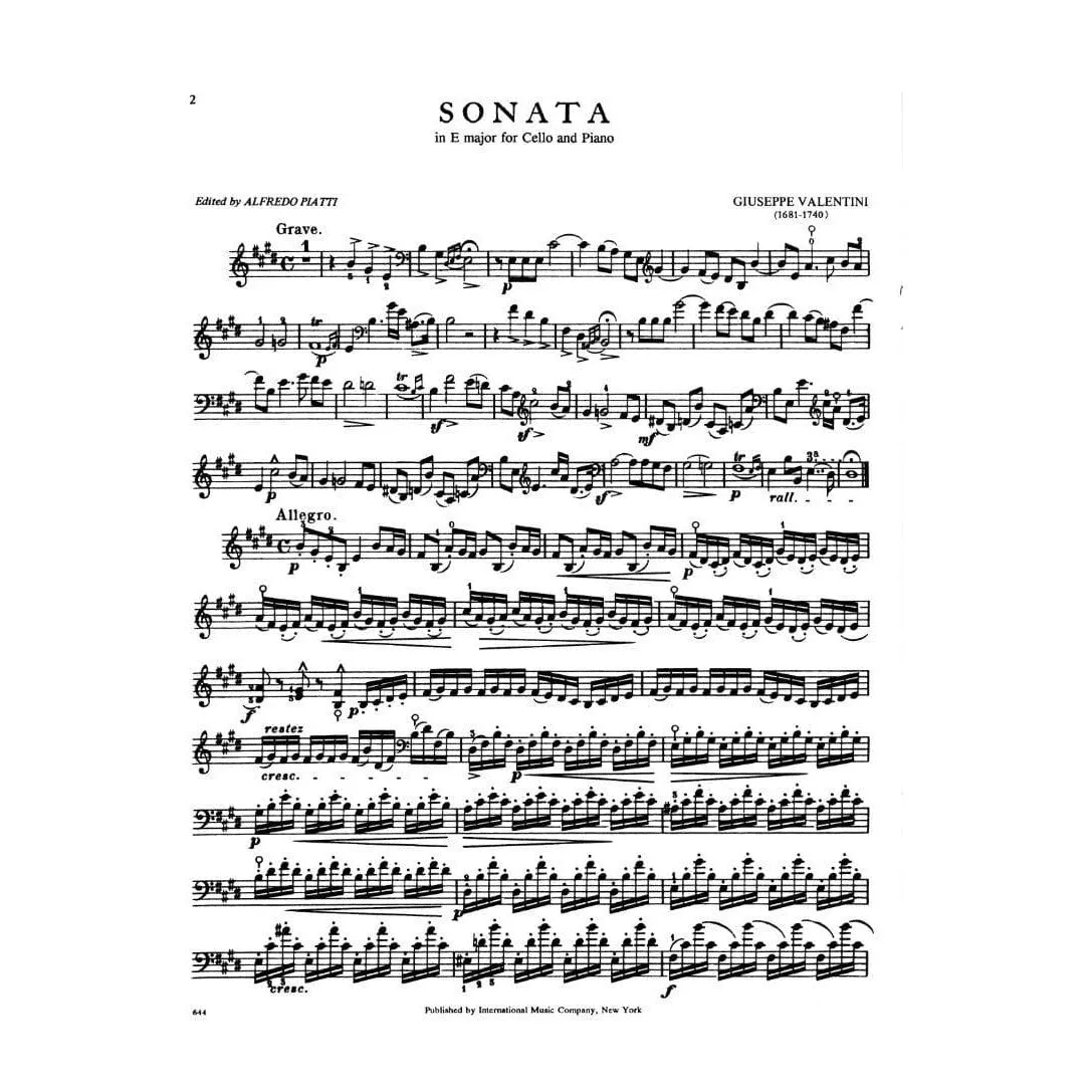 Valentini Sonate E-Dur Cello Noten Klavier
