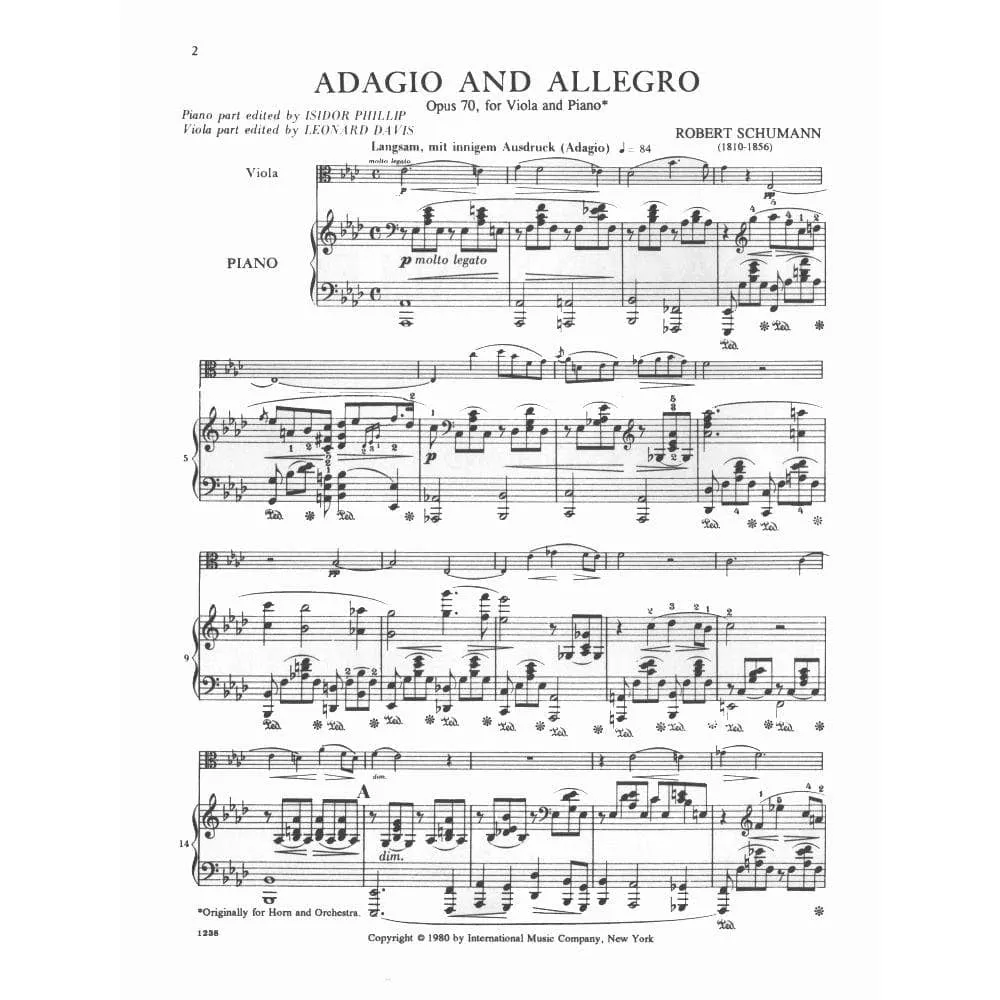 Shar Music Schumann Adagio Allegro op.70 Noten Bratsche Klavier