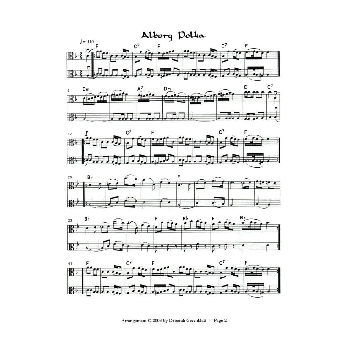 Greenblatt Danish Fiddle Tunes 2 Bratschen Noten