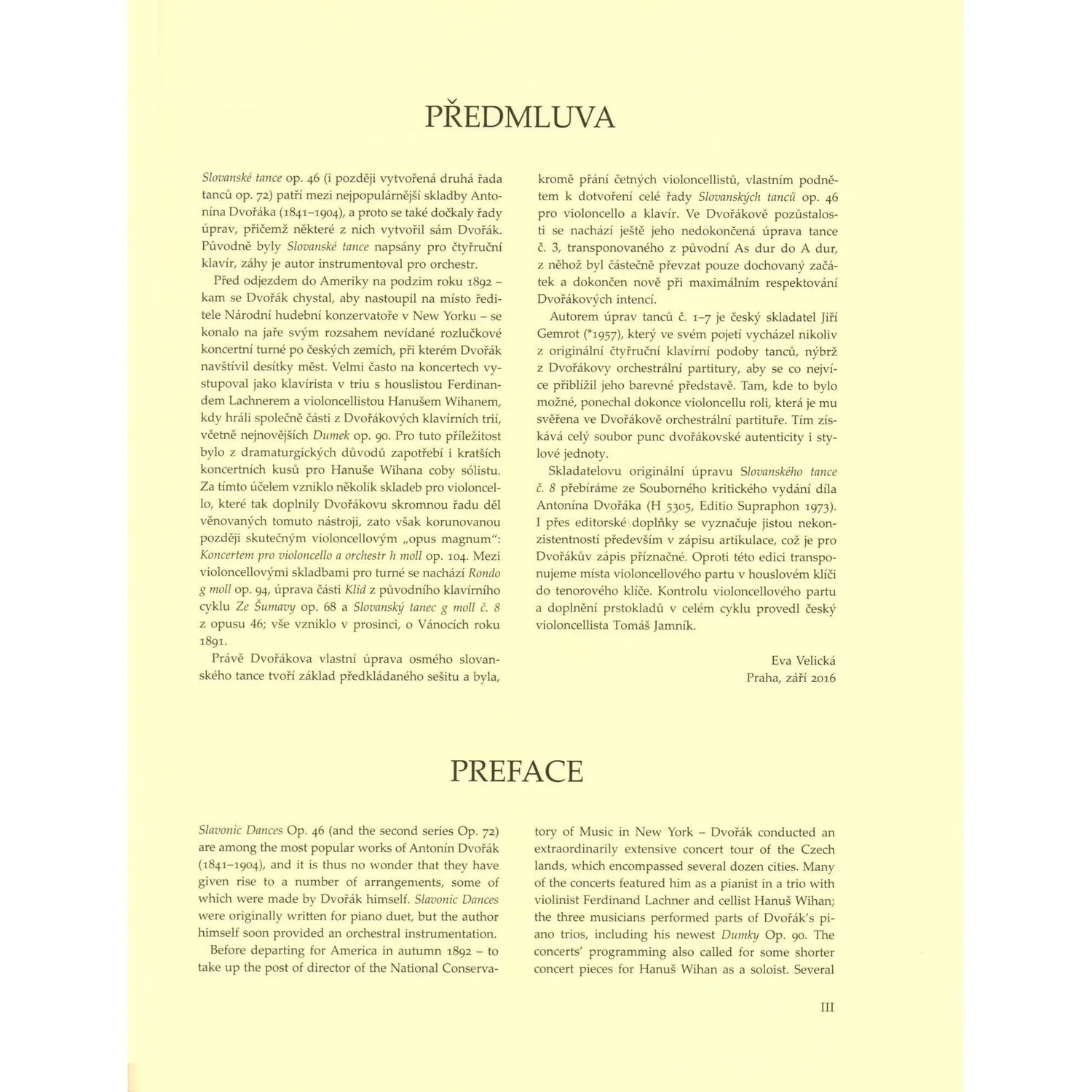 Bärenreiter Dvořák Slawische Tänze Op.46 Cello Klavier