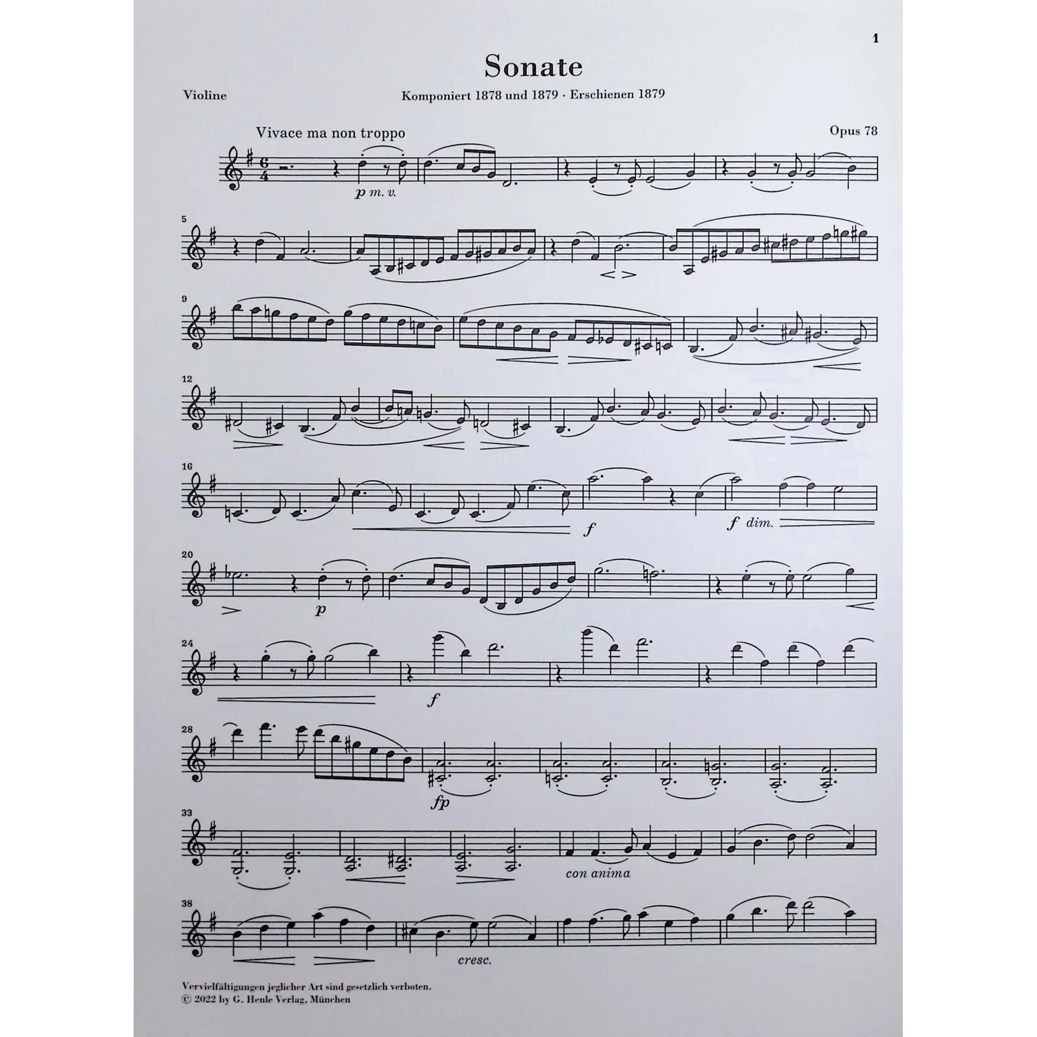 Henle Brahms Sonaten Klavier Violine Urtext Noten