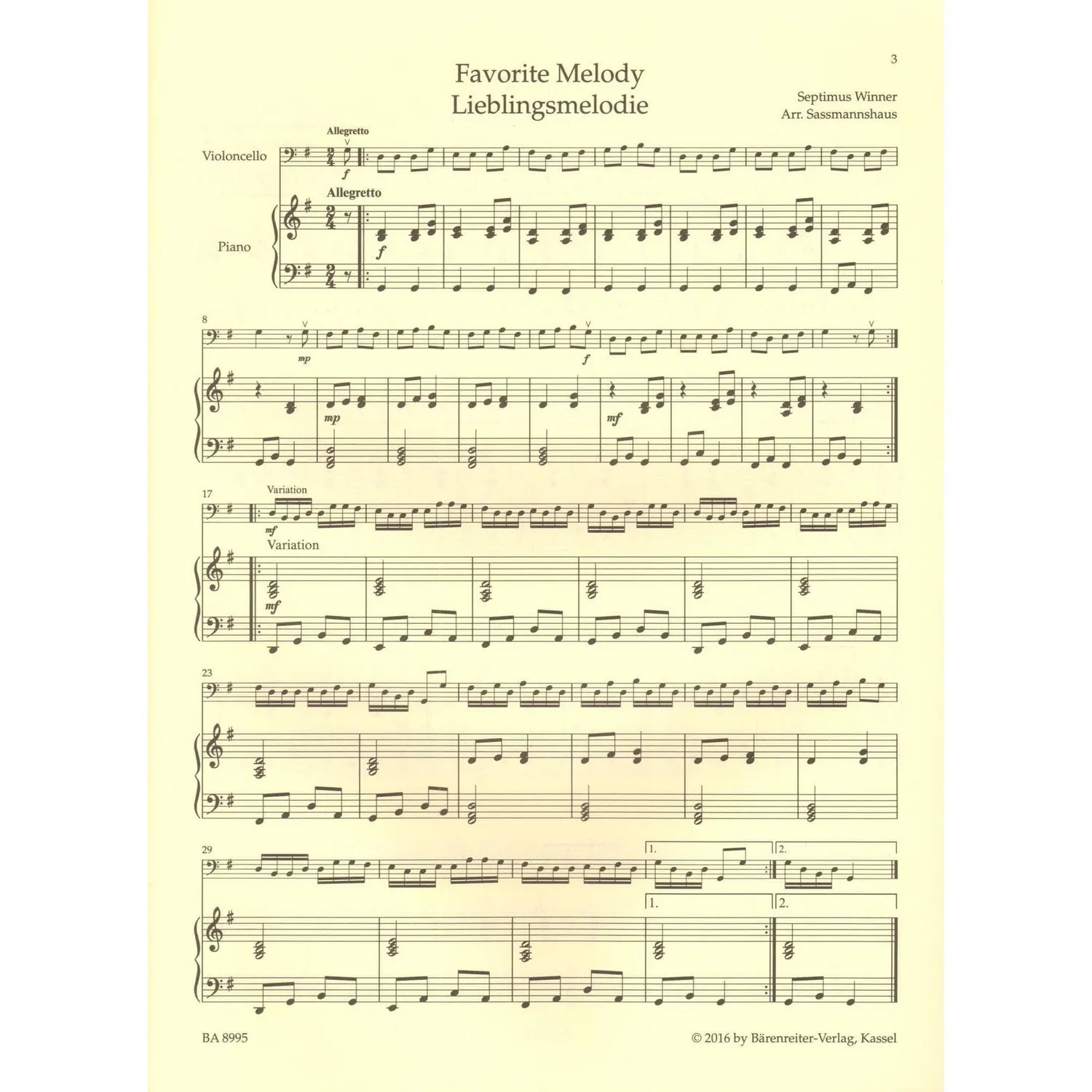 Bärenreiter Sassmannshaus Cello Recital Album 2