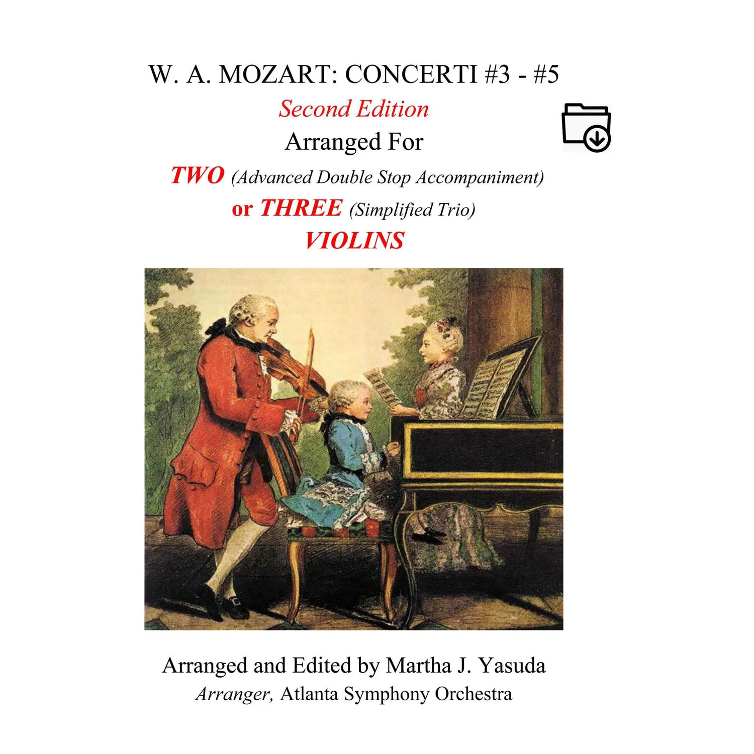 Yasuda Mozart Concerti Nr 3-5 Violinen Noten Download Duo Trio