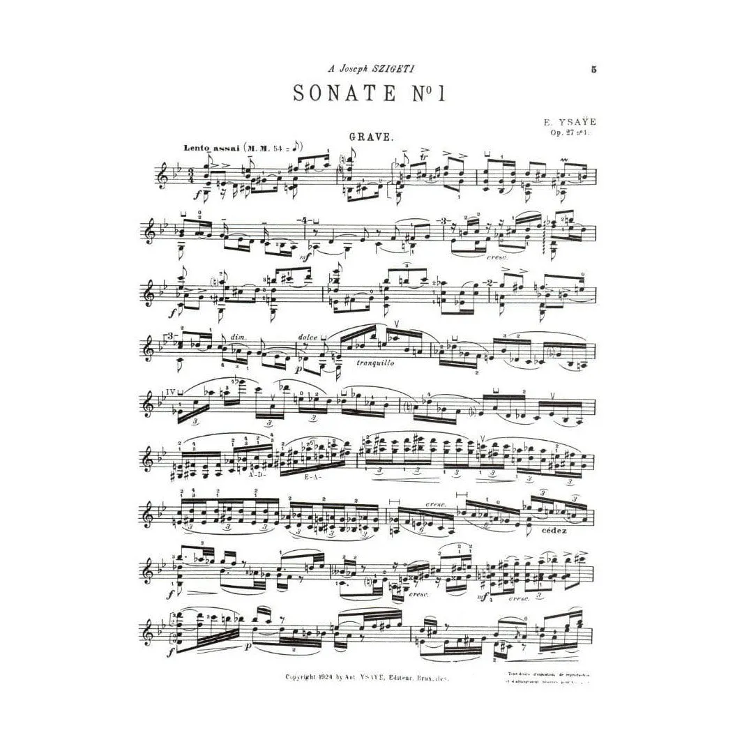 Schirmer Ysaÿe 6 Sonaten Op. 27 Noten Violine solo Profi