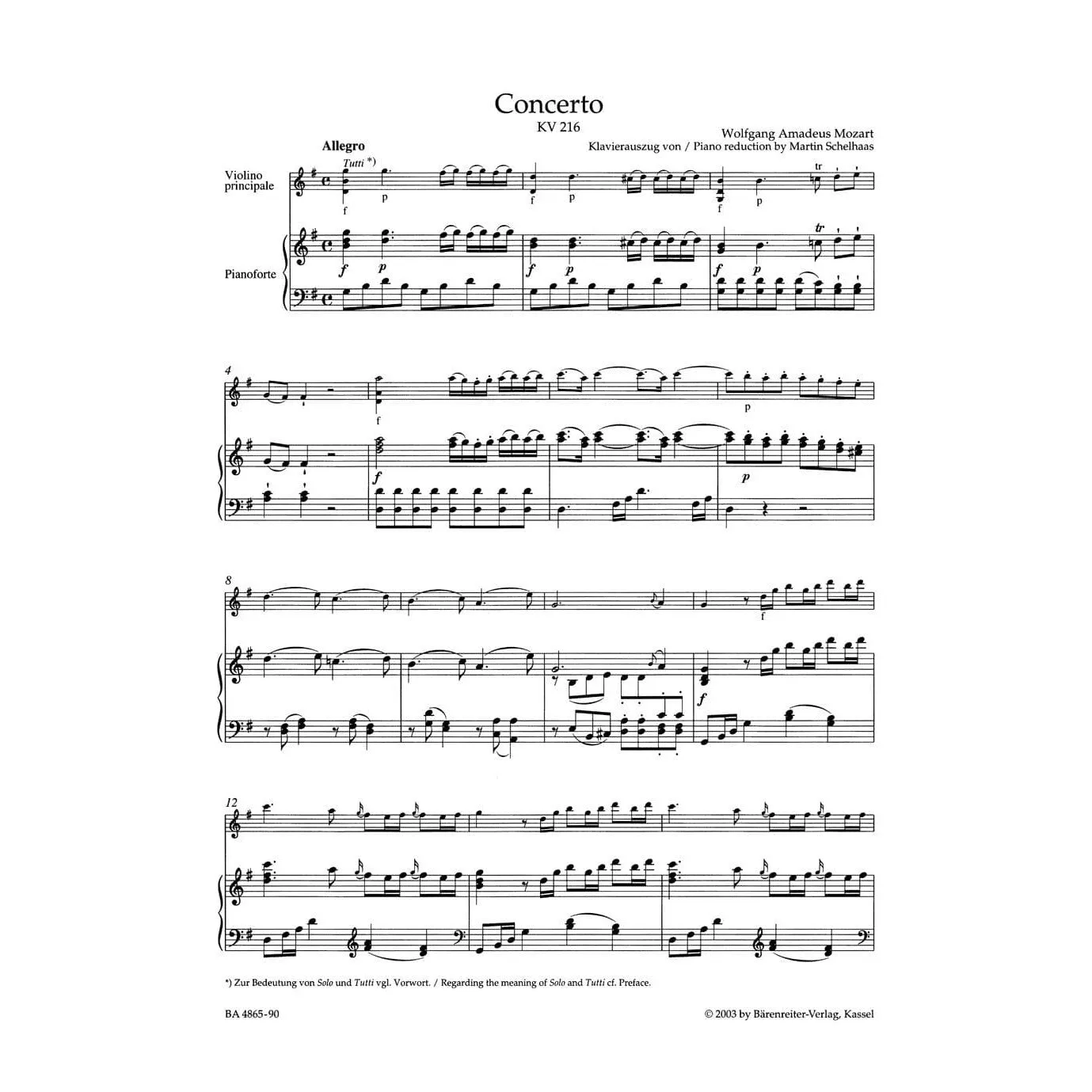 Shar Music Mozart Konzert Nr 3 G-Dur K 216 Violine Noten