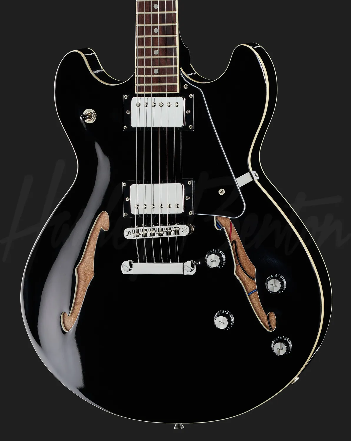 Harley Benton Vintage Series HB-35 Halbakustik-Gitarre Schwarz Humbucker