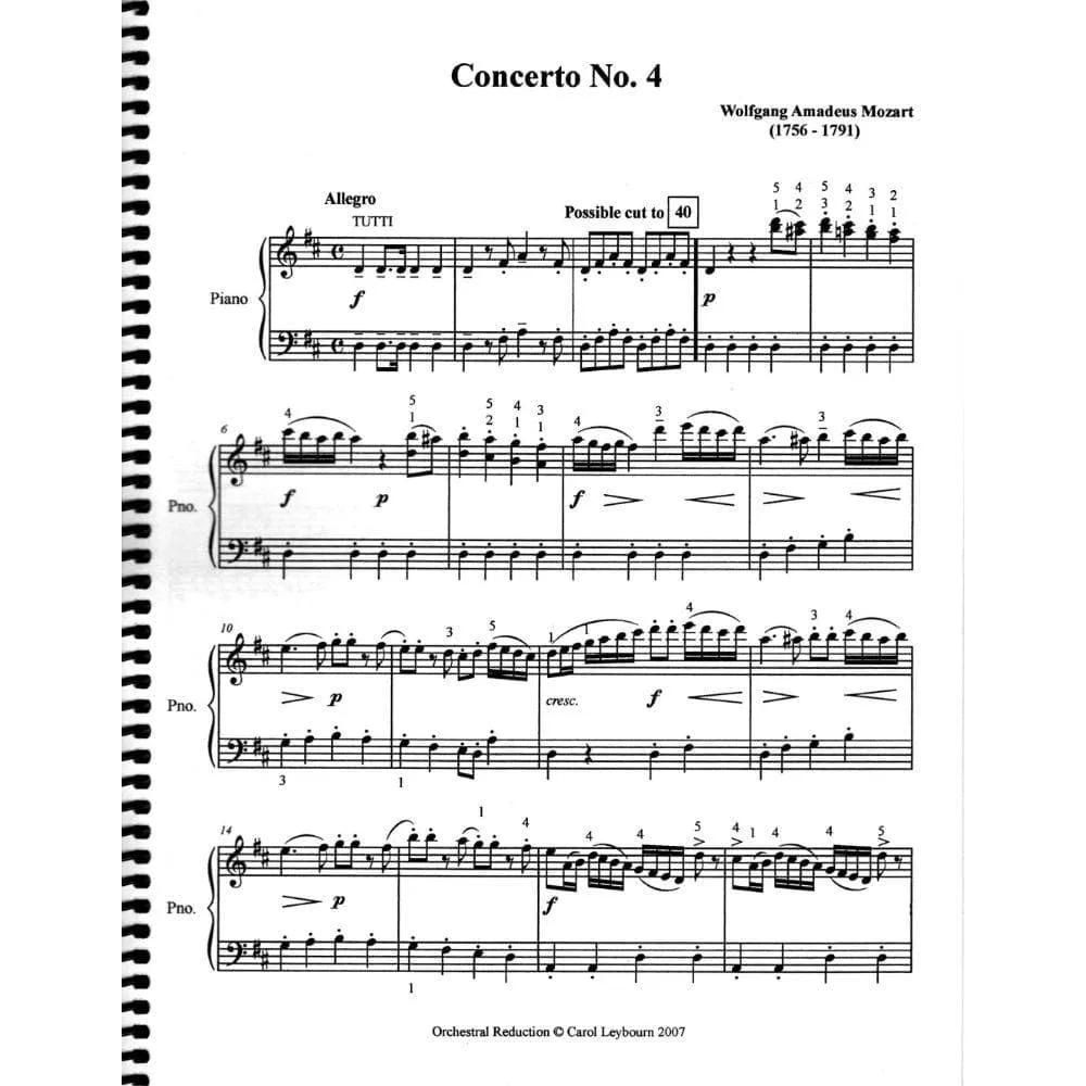 Mozart Violinkonzert Nr. 4 KV 218 Klavierbegleitung Noten Leybourn