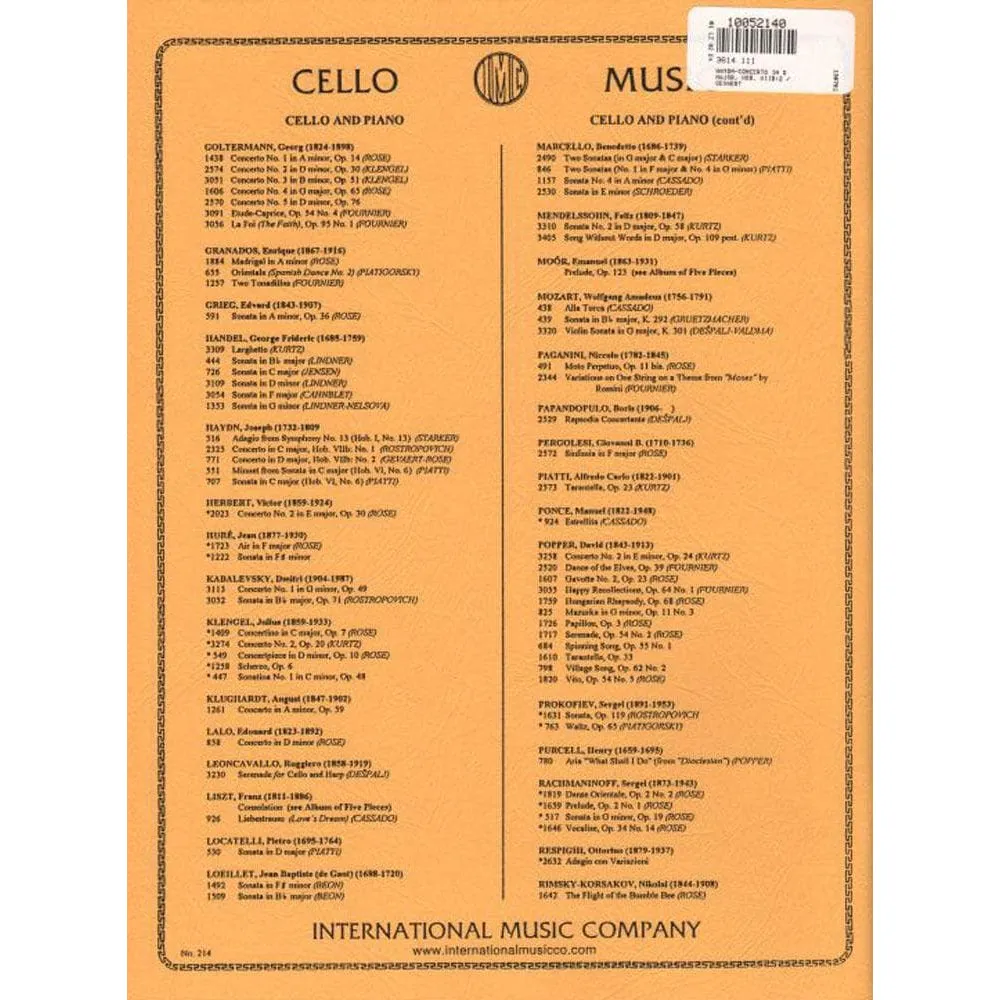 International Haydn Cellokonzert D-Dur Hob VIIb:2 Noten