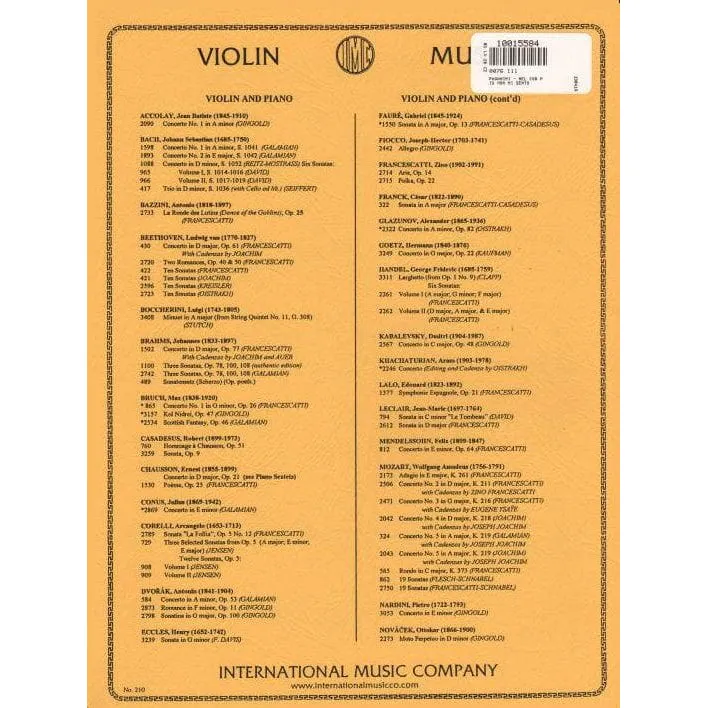 International Paganini Nel Cor Op.38 Violinnoten Solo