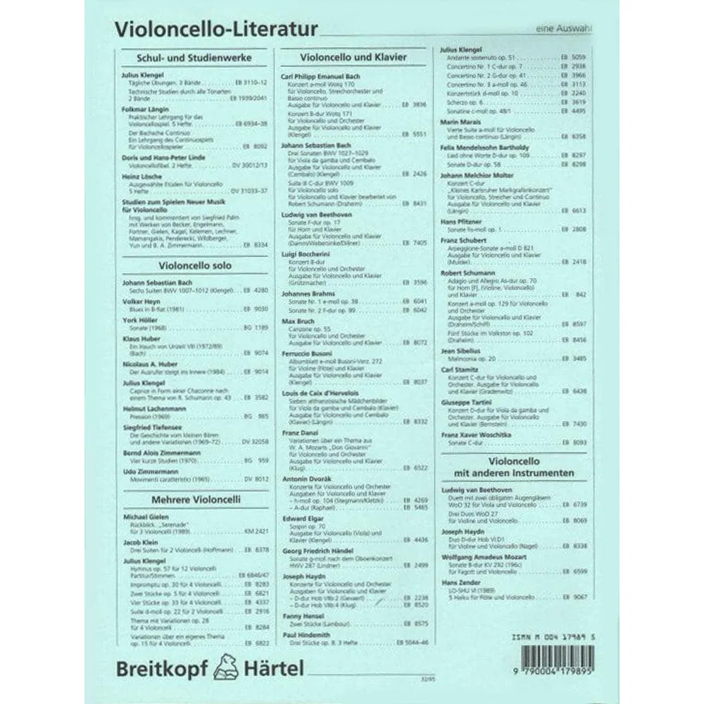 Breitkopf Boccherini Cellokonzert B-Dur G482 Noten Cello Fritzsch