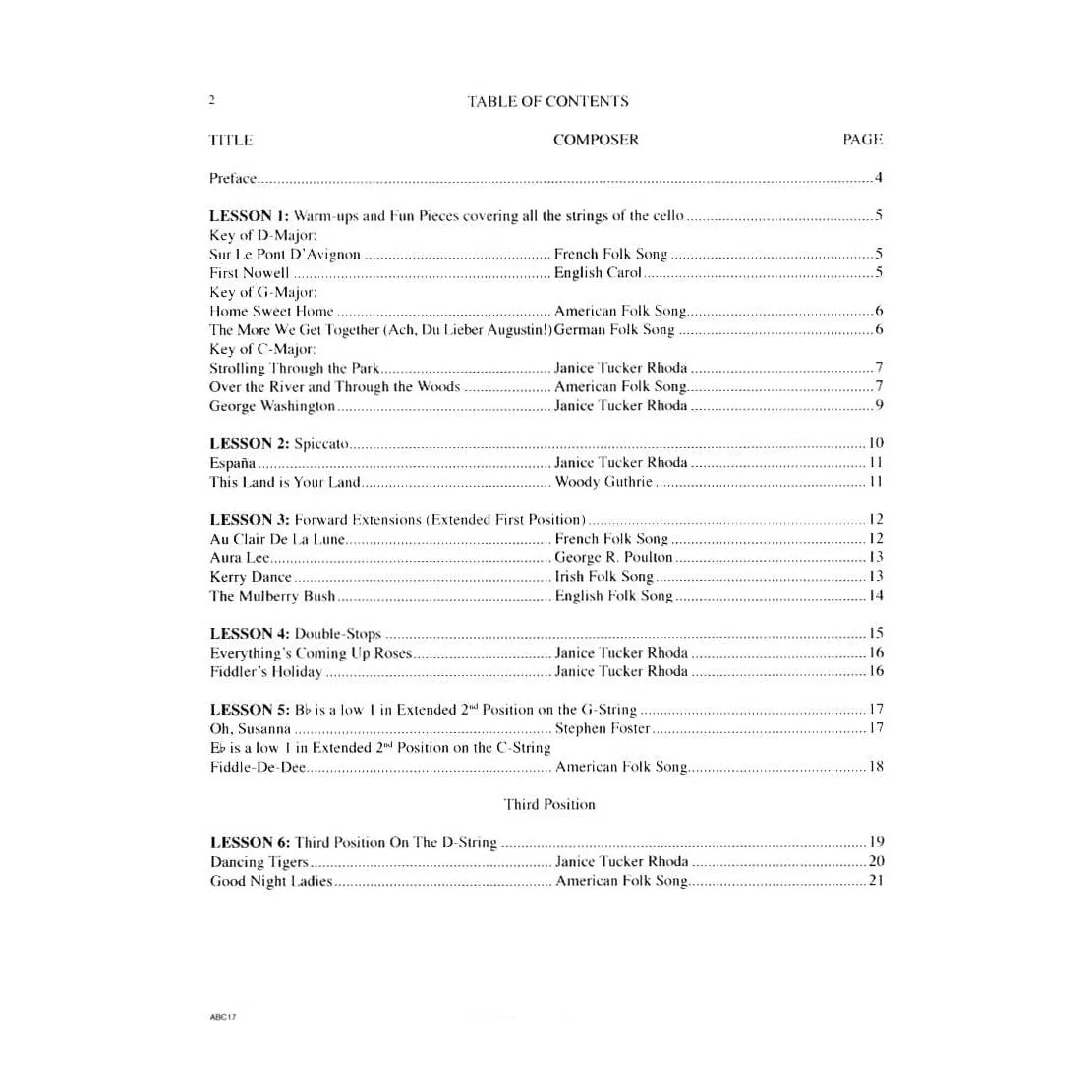 Carl Fischer Rhoda ABCs of Cello Advanced Book 3 Noten Cello