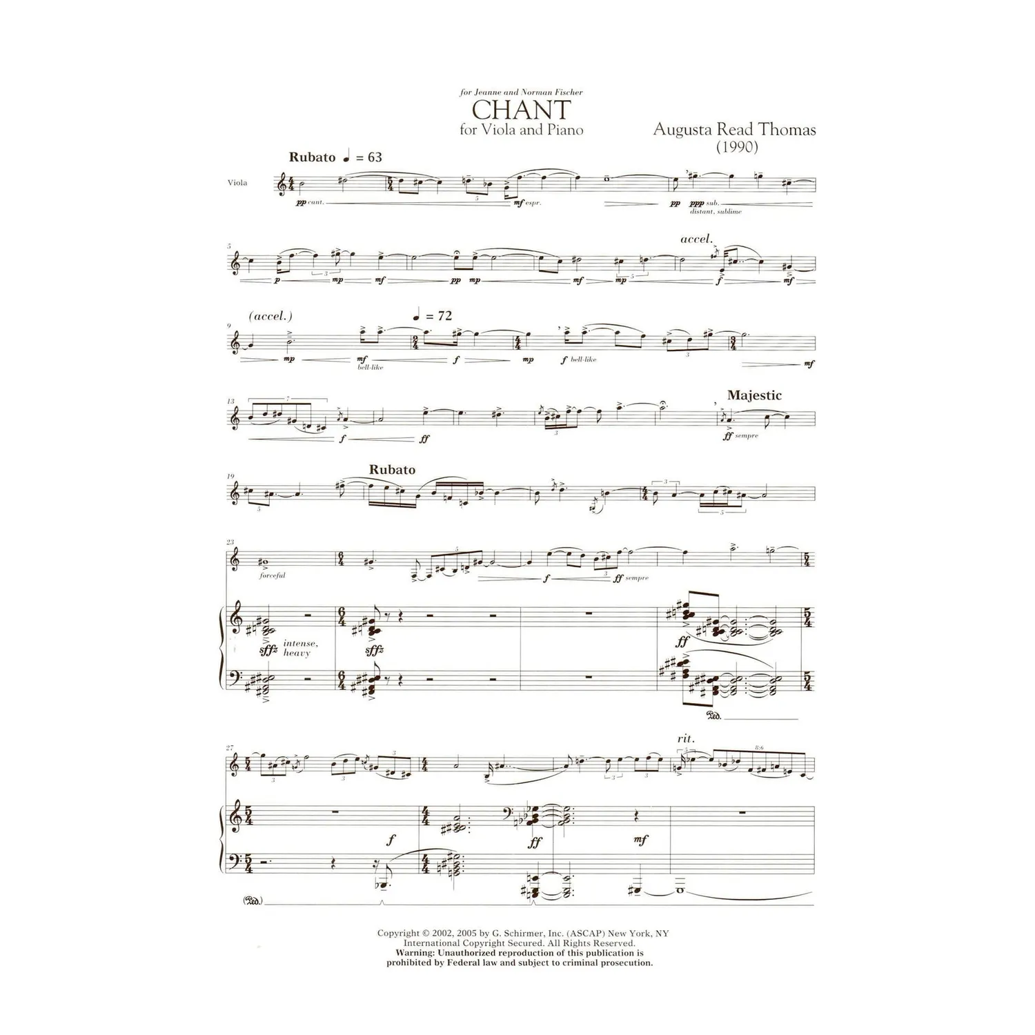 Schirmer Thomas Chant Viola & Klavier Noten Bratsche