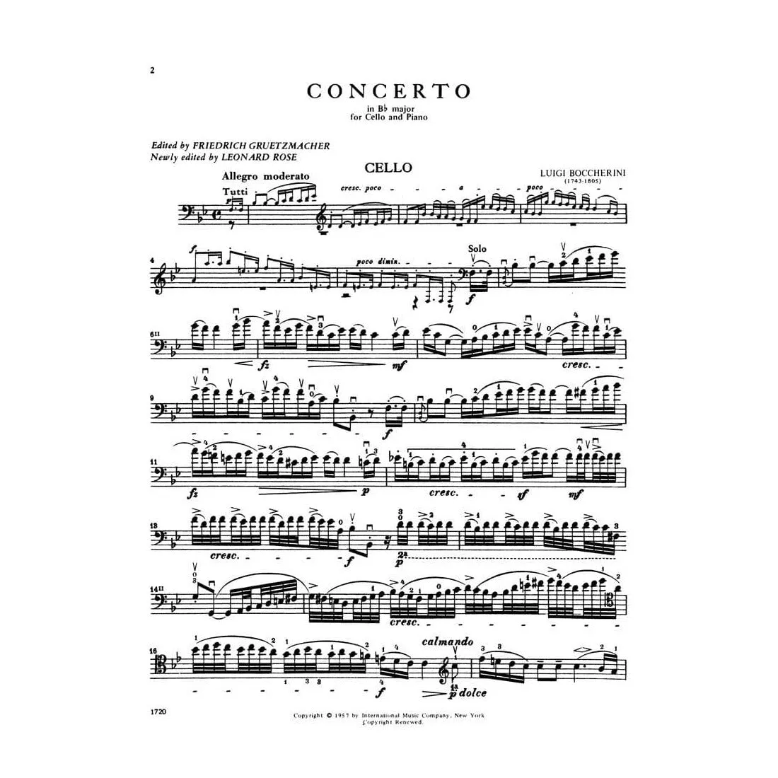 Luigi Boccherini Konzert B-Dur G 482 Noten Cello Klavier