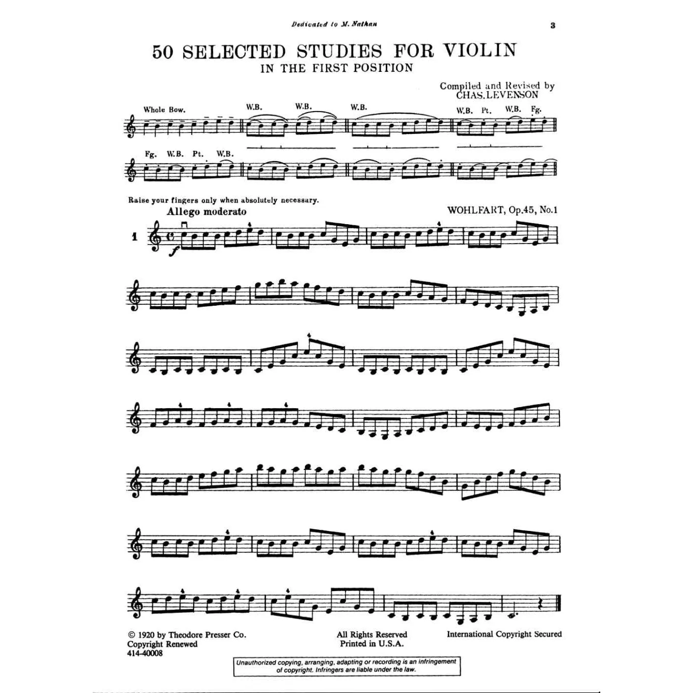 Theodore Presser 50 Selected Studies 1. Lage Violinetüden