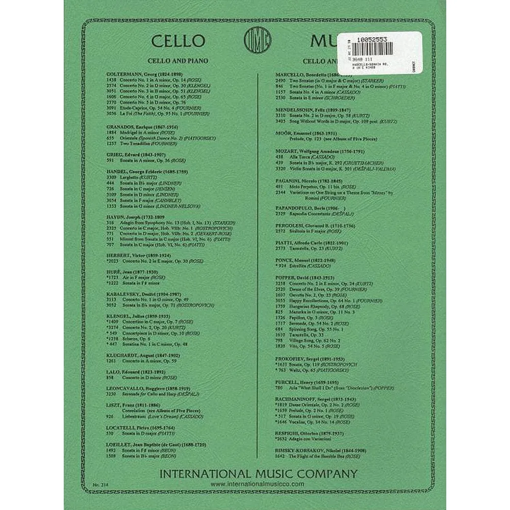 Shar Music Marcello Sonate Nr 2 e-moll Noten Cello Klavier