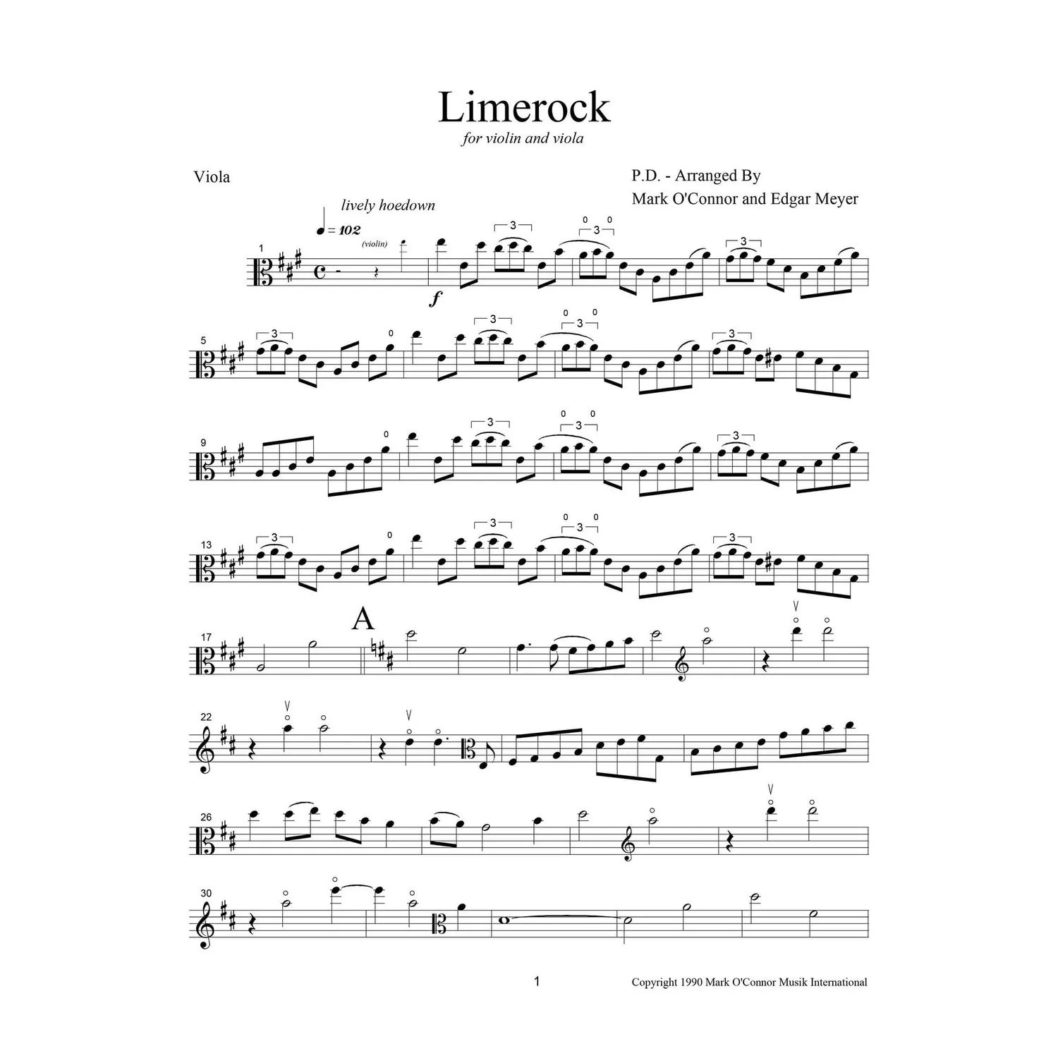 Shar Music Mark O’Connor Limerock Noten Download Viola