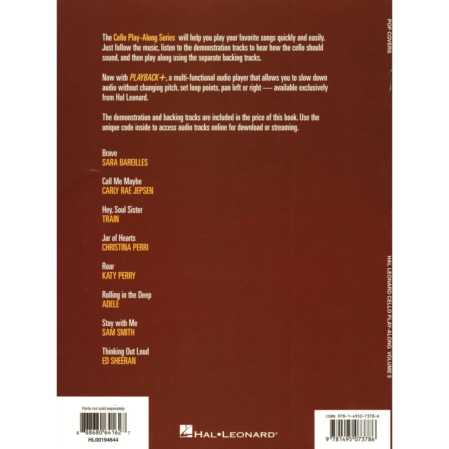 Hal Leonard Cello Play-Along Vol.5 Cellonoten Pop Covers
