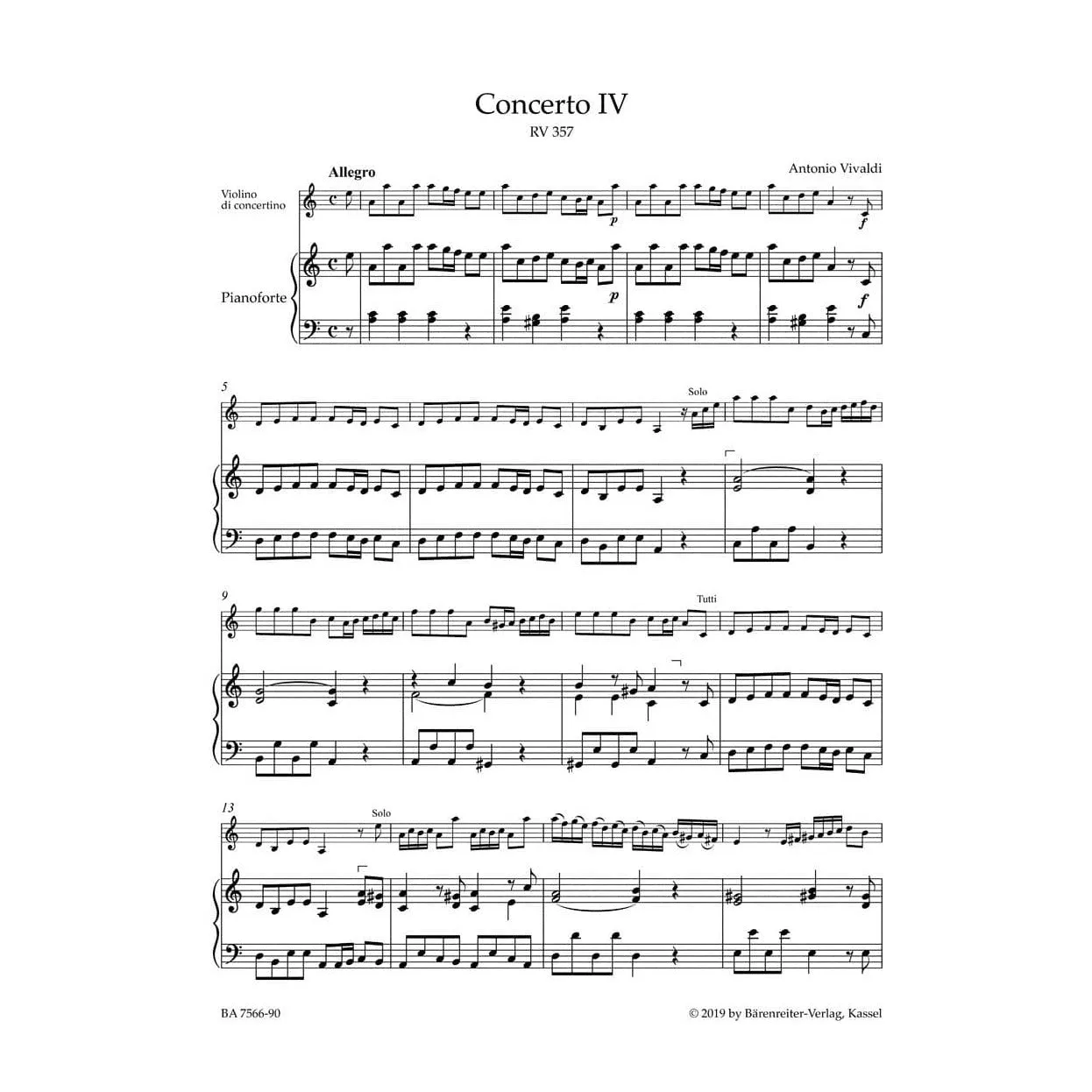 Bärenreiter Vivaldi La Stravaganza Vol.1 Op.4 Noten Violine