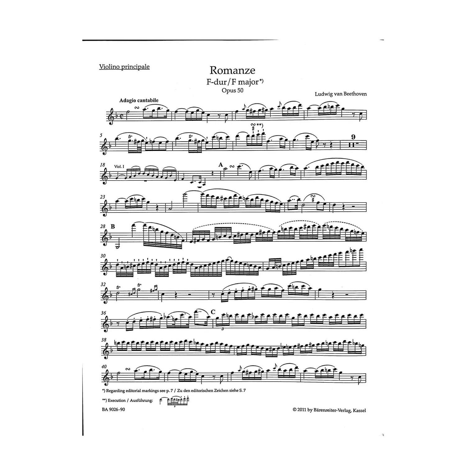 Bärenreiter Beethoven Romanzen Op 40 Op 50 Noten Urtext