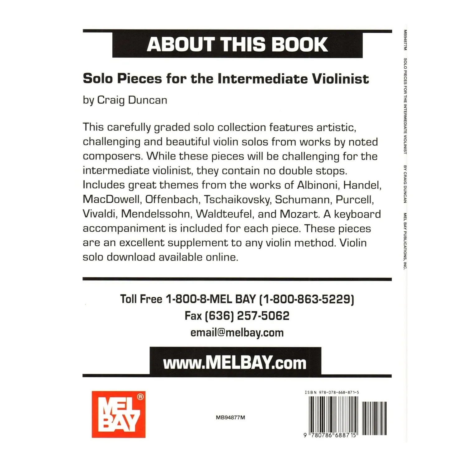 Mel Bay Solo Pieces Intermediate Violine Klavier Noten