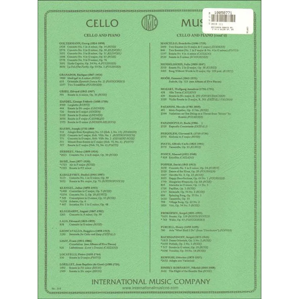 Beethoven Cellosonate Nr.3 A-Dur Op.69 Noten Cello Klavier