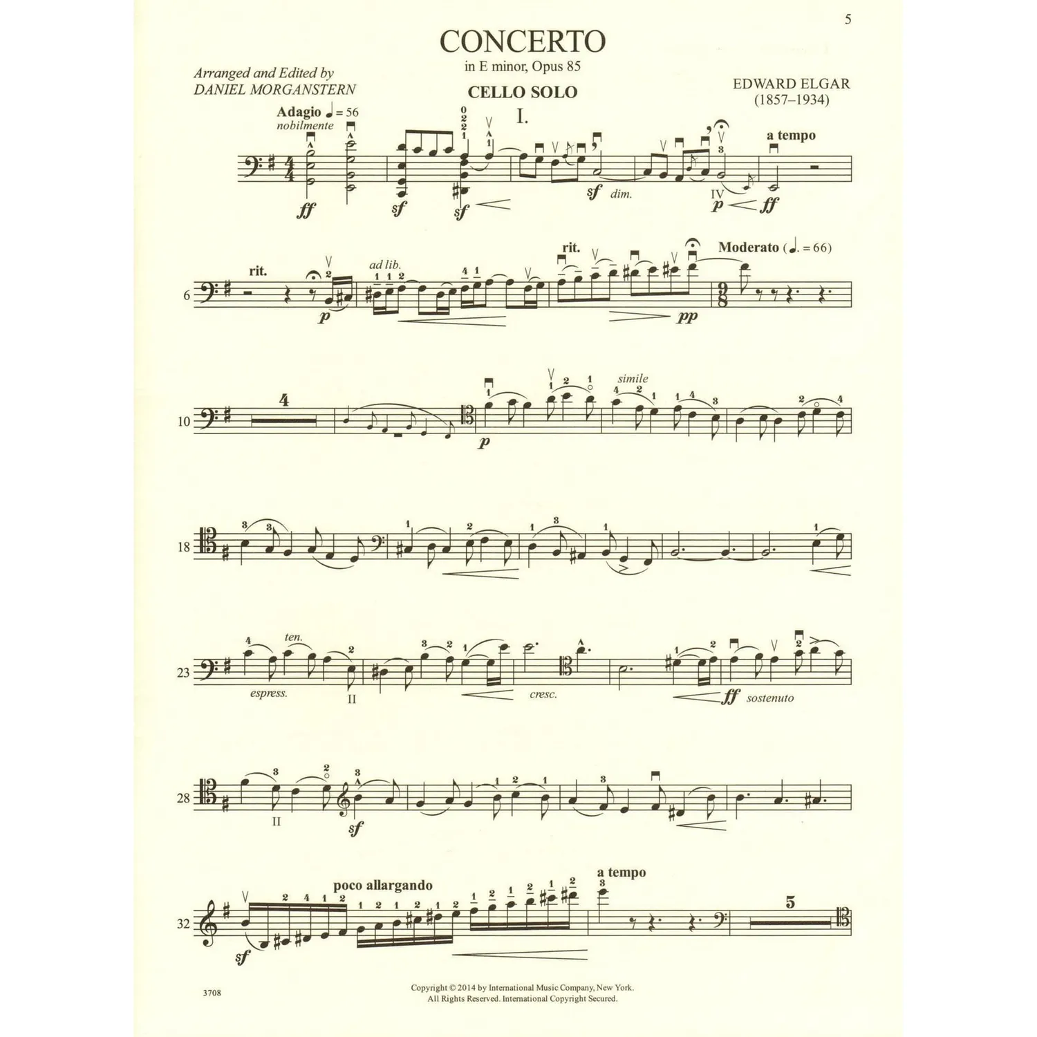 International Elgar Konzert e-moll Op. 85 Cellonoten mit 2. Cello