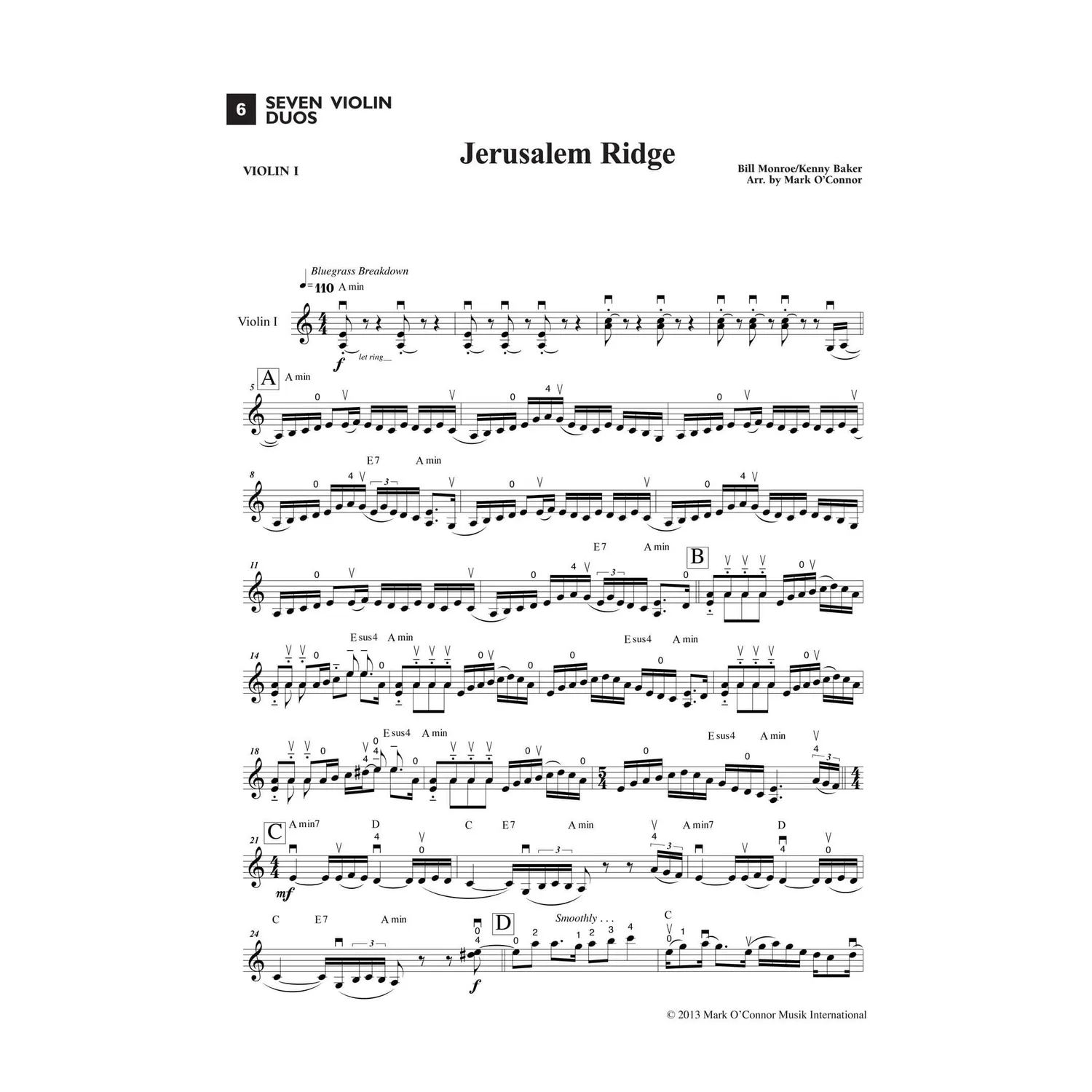 Mark O'Connor Seven Violin Duos Violinduette 2 Violinen Folk