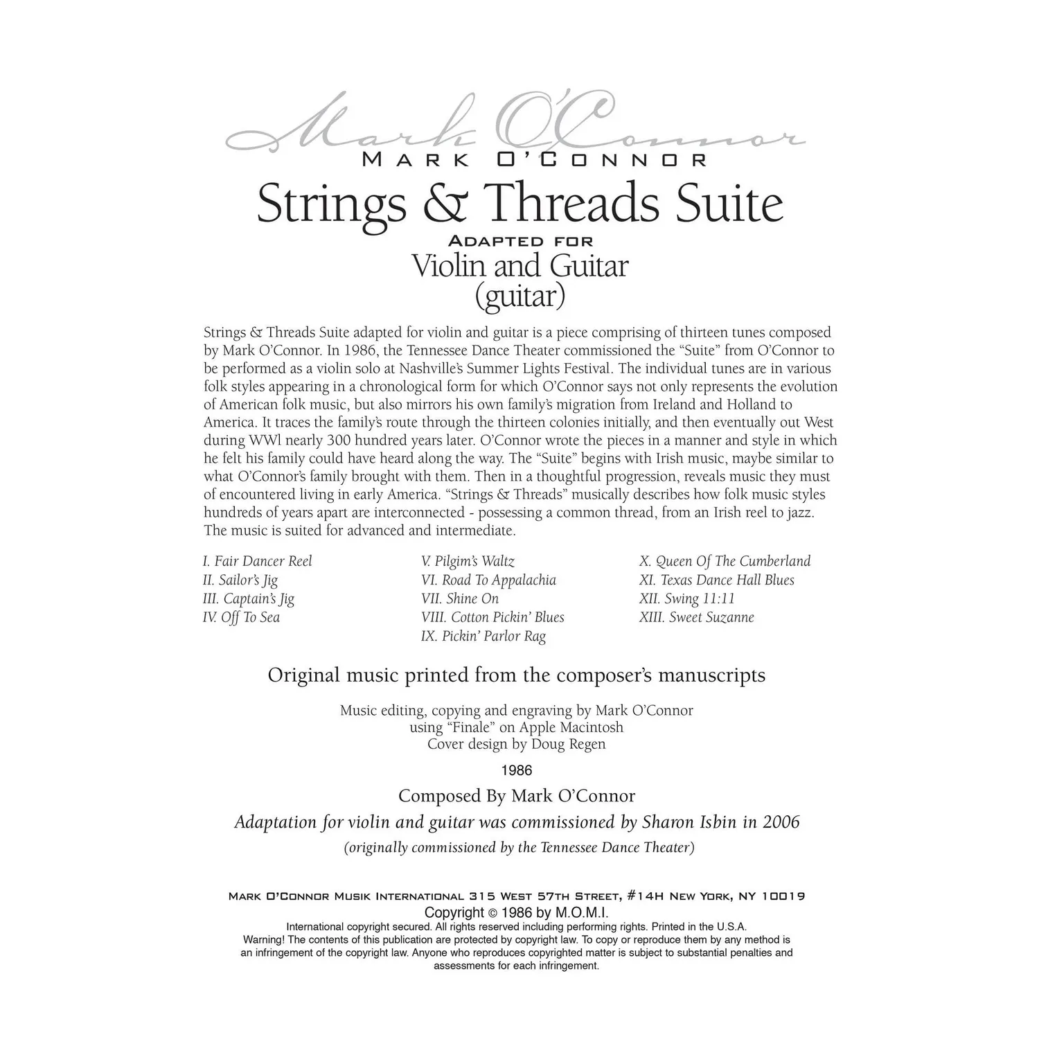 Mark O'Connor Strings Threads Suite Noten Gitarre Download